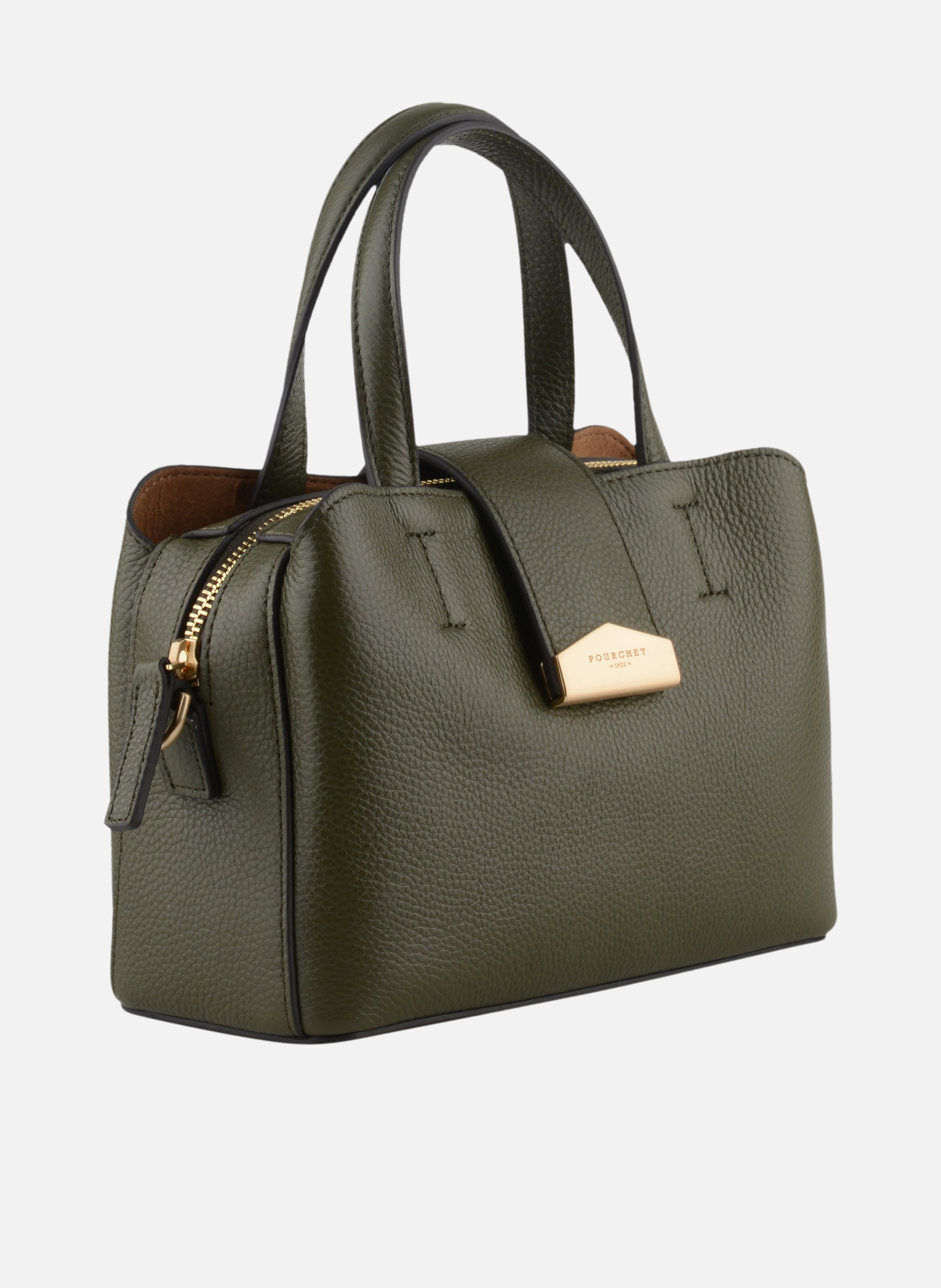 Cavalcade | sac porté épaule mm en cuir de vachette POURCHET Kaki