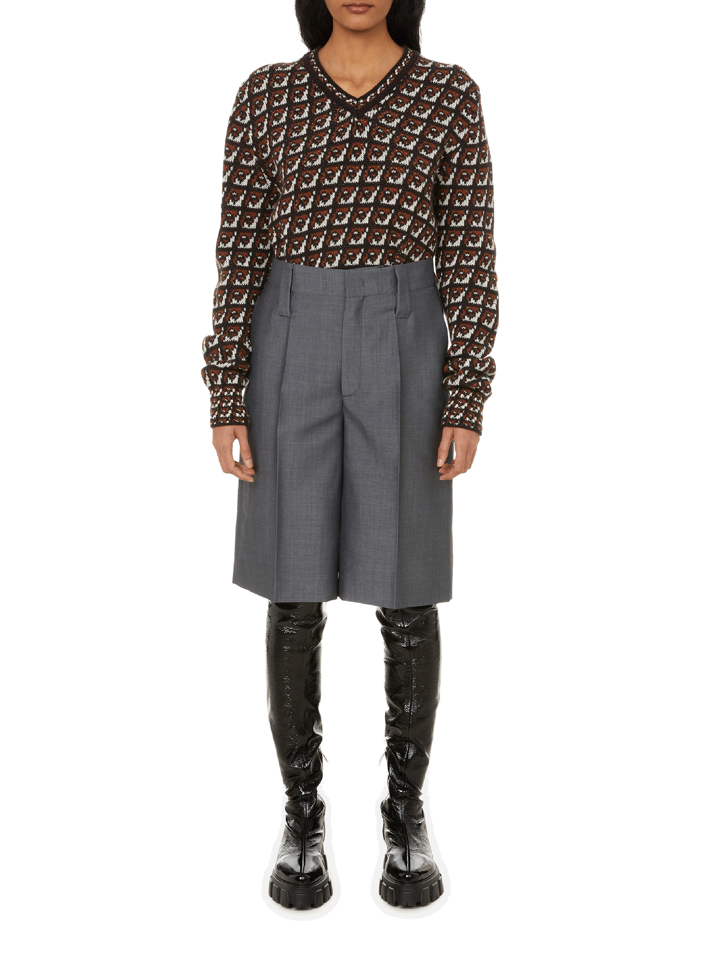 Bermuda en mohair mélangée PRADA Gris