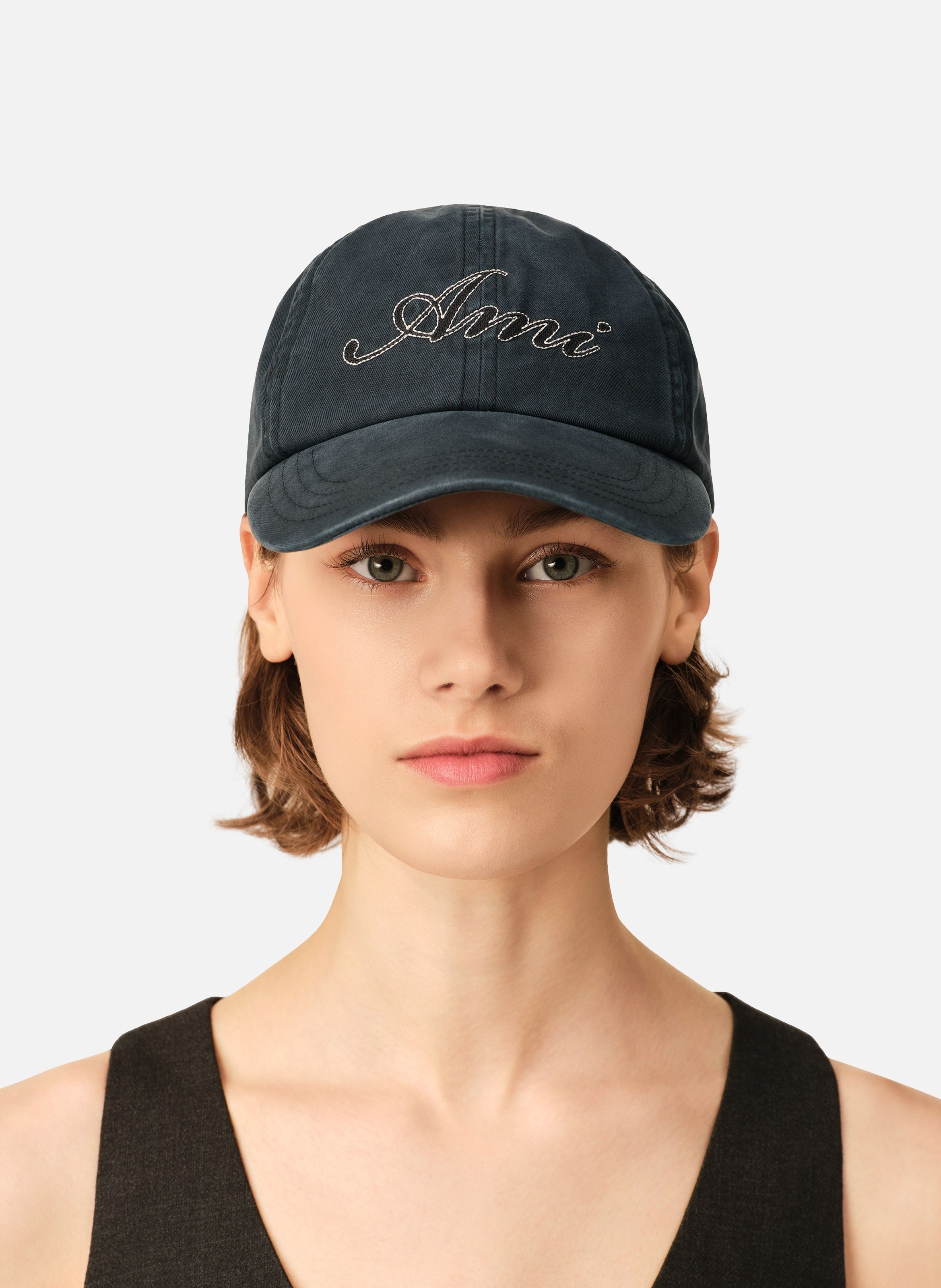 Casquette unisexe en coton broderie ami paris AMI PARIS Noir