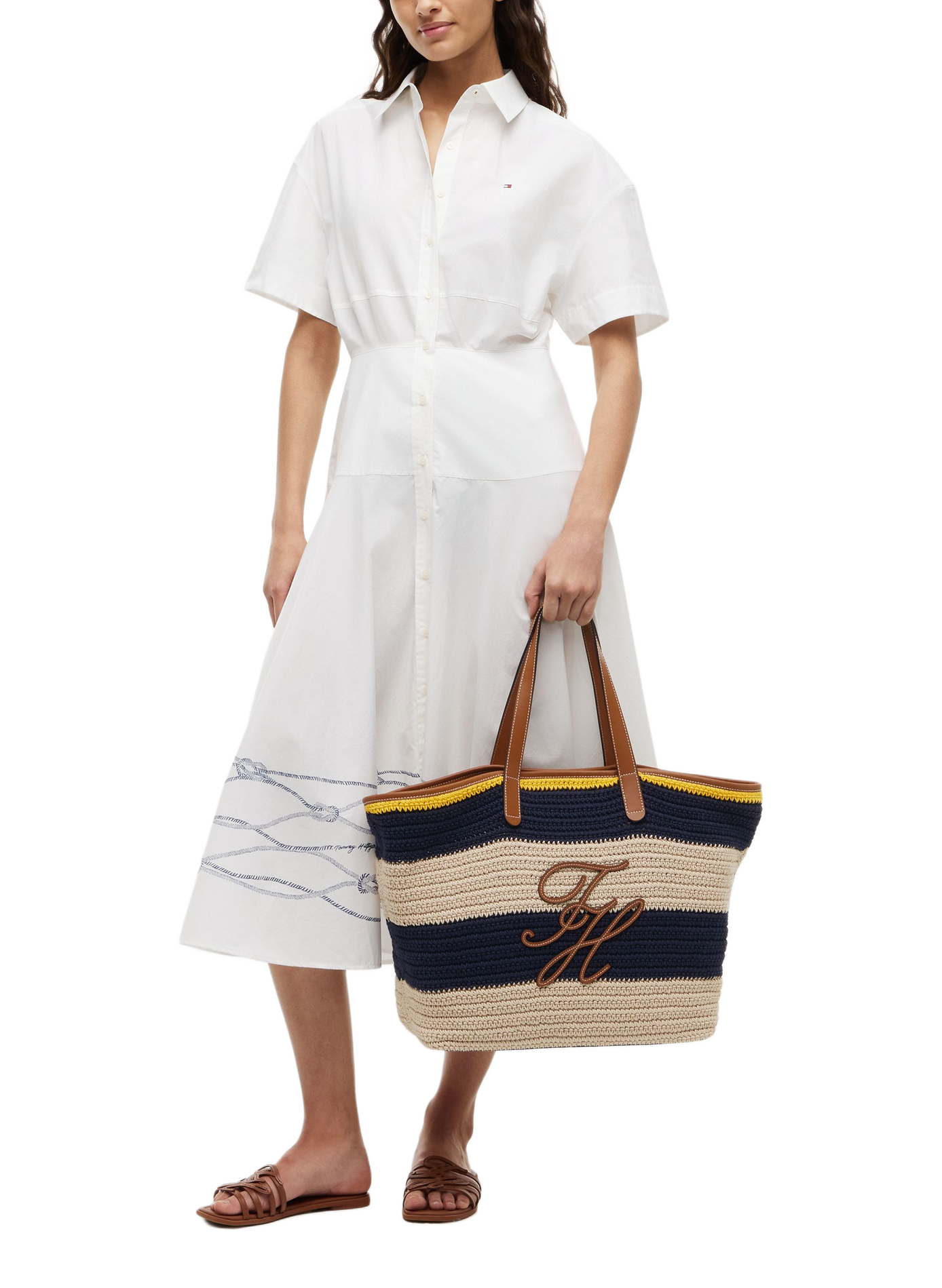 Sac cabas rayé à logo brodé en coton TOMMY HILFIGER Multicolore