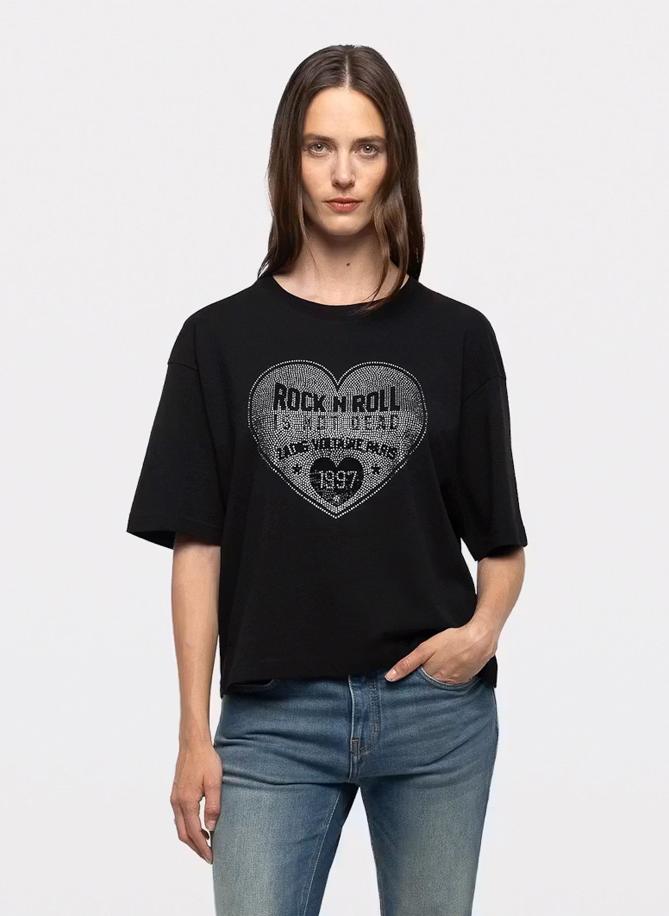 Tee-shirt droit en coton taida ZADIG&VOLTAIRE Noir