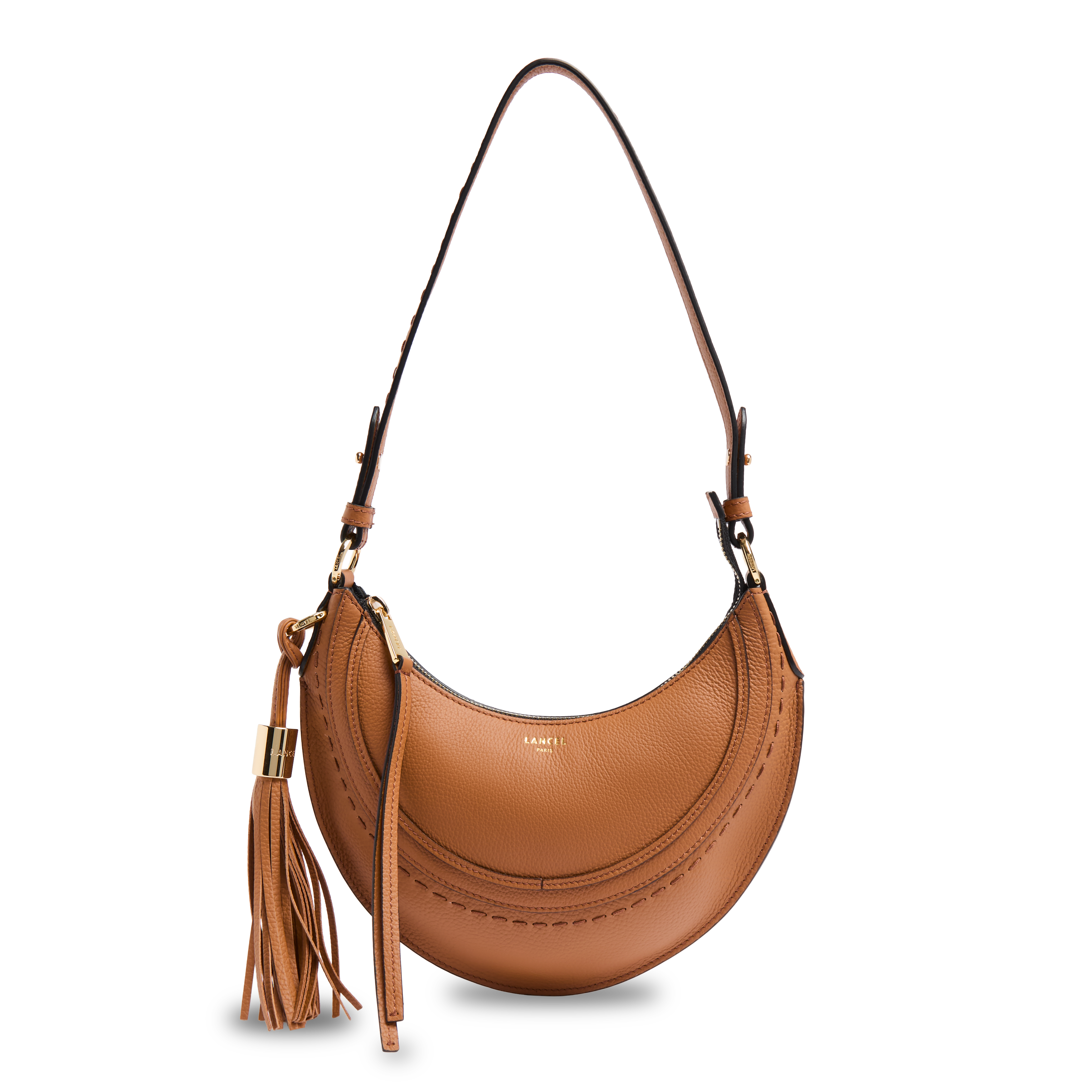 Handtas met rits - kalfsleren hobo van Lancel, compact model met ritssluiting en eerste flirt twist. LANCEL Bruin