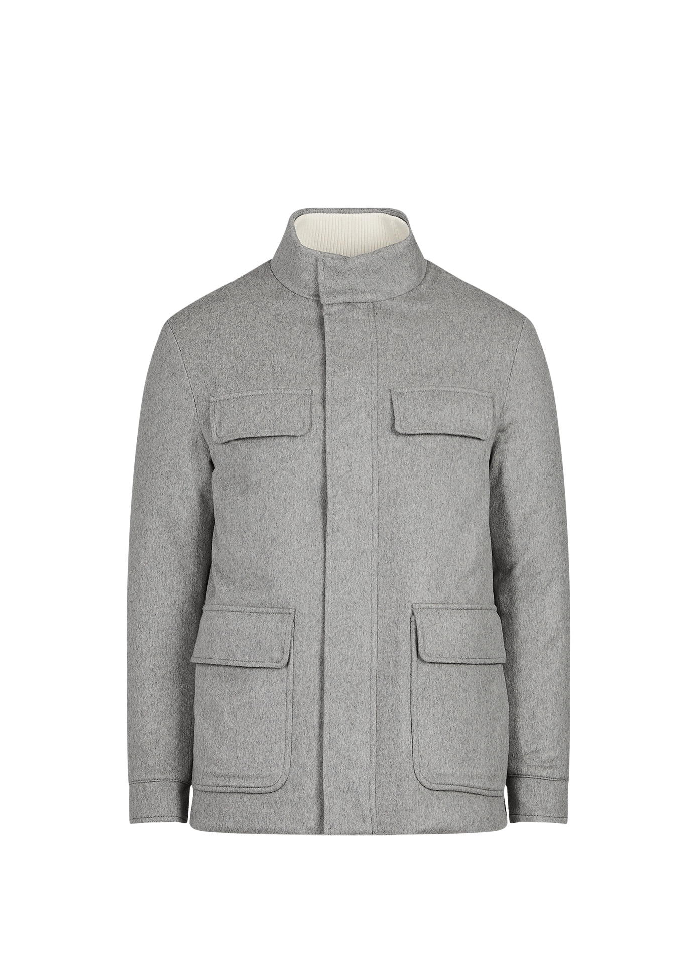 Blouson droite en laine et cachemire AURELIEN Gris