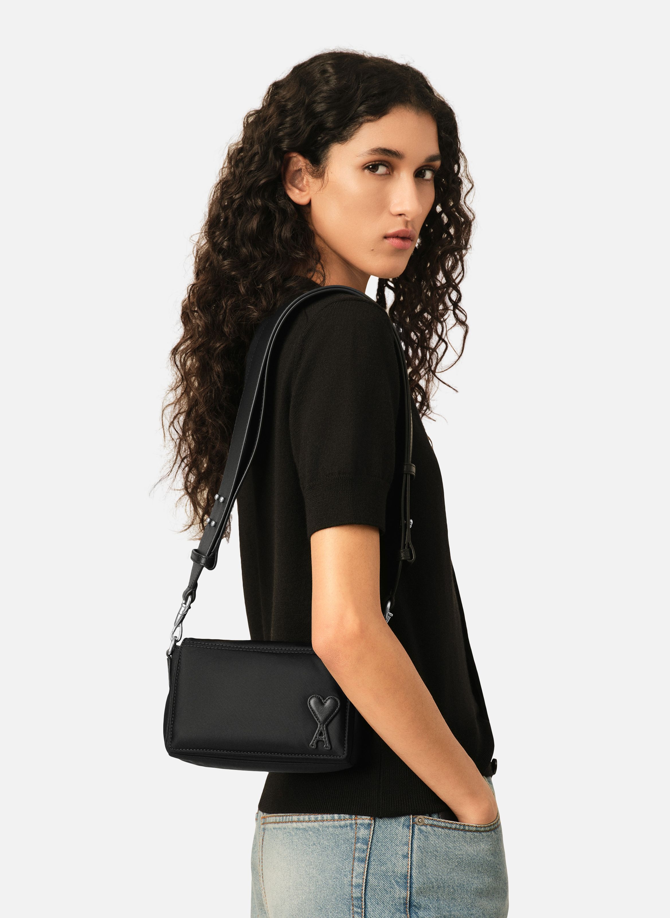 Sac lunch box marcel en nylon ouatiné unisexe AMI PARIS Noir