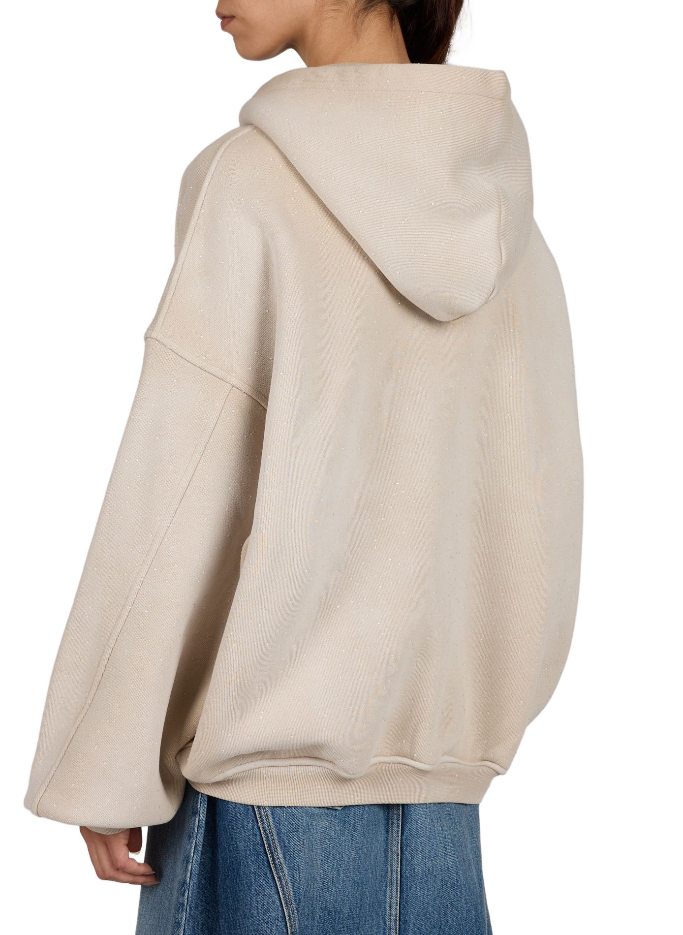 Kapuzenpullover mit Strasssteinen aus Baumwollmischung ALEXANDER WANG Beige
