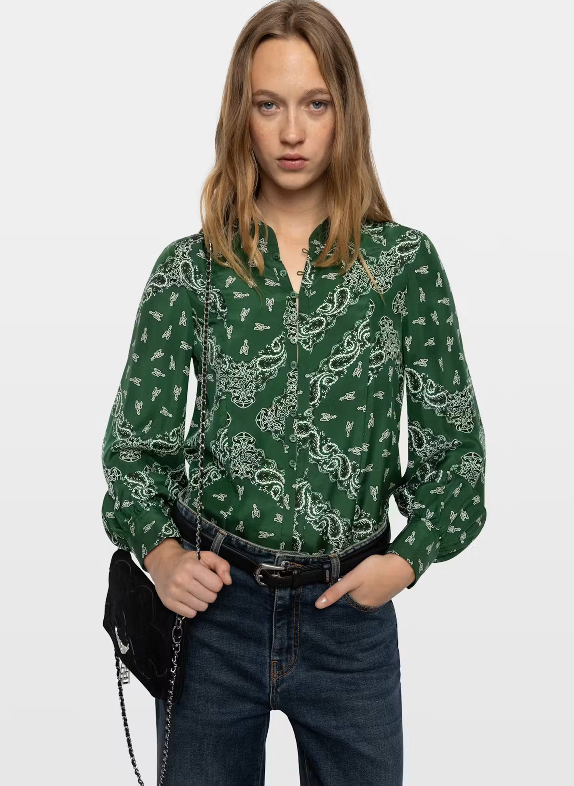 Chemise fluide imprimée en soie twina ZADIG&VOLTAIRE Vert