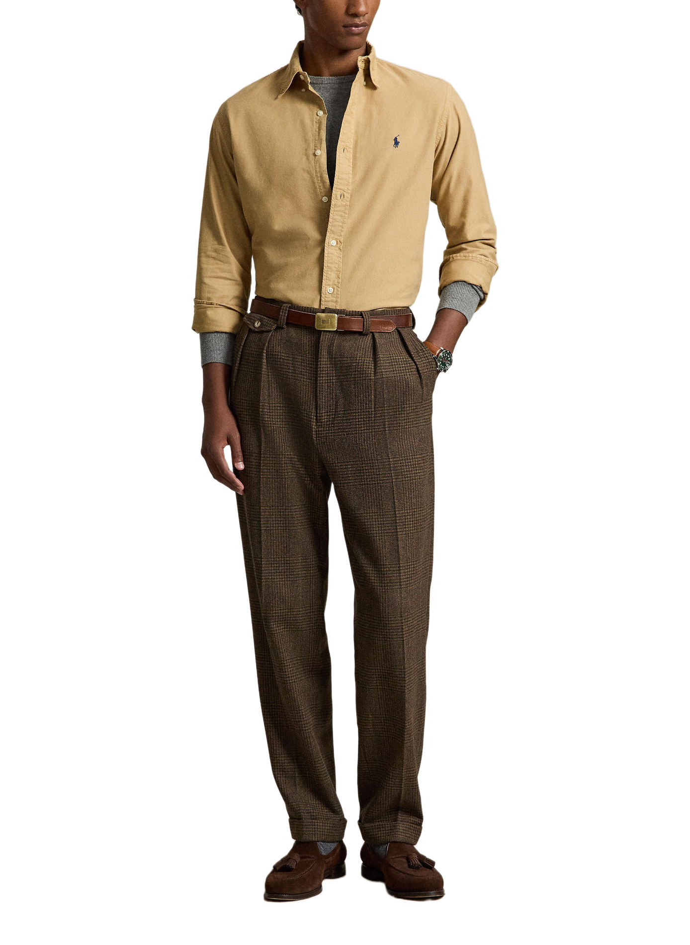 Chemise à manches longues en coton  POLO RALPH LAUREN Kaki