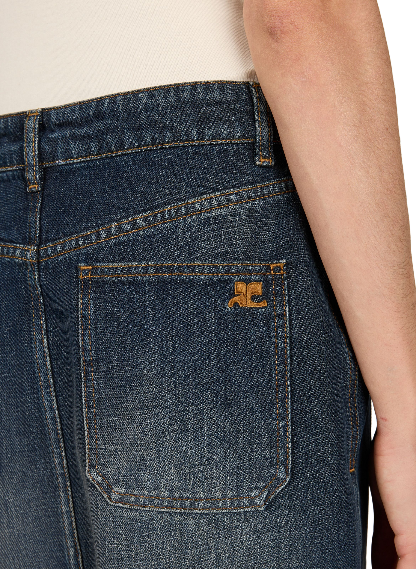 Midi-Rock aus Denim COURRÈGES Blau