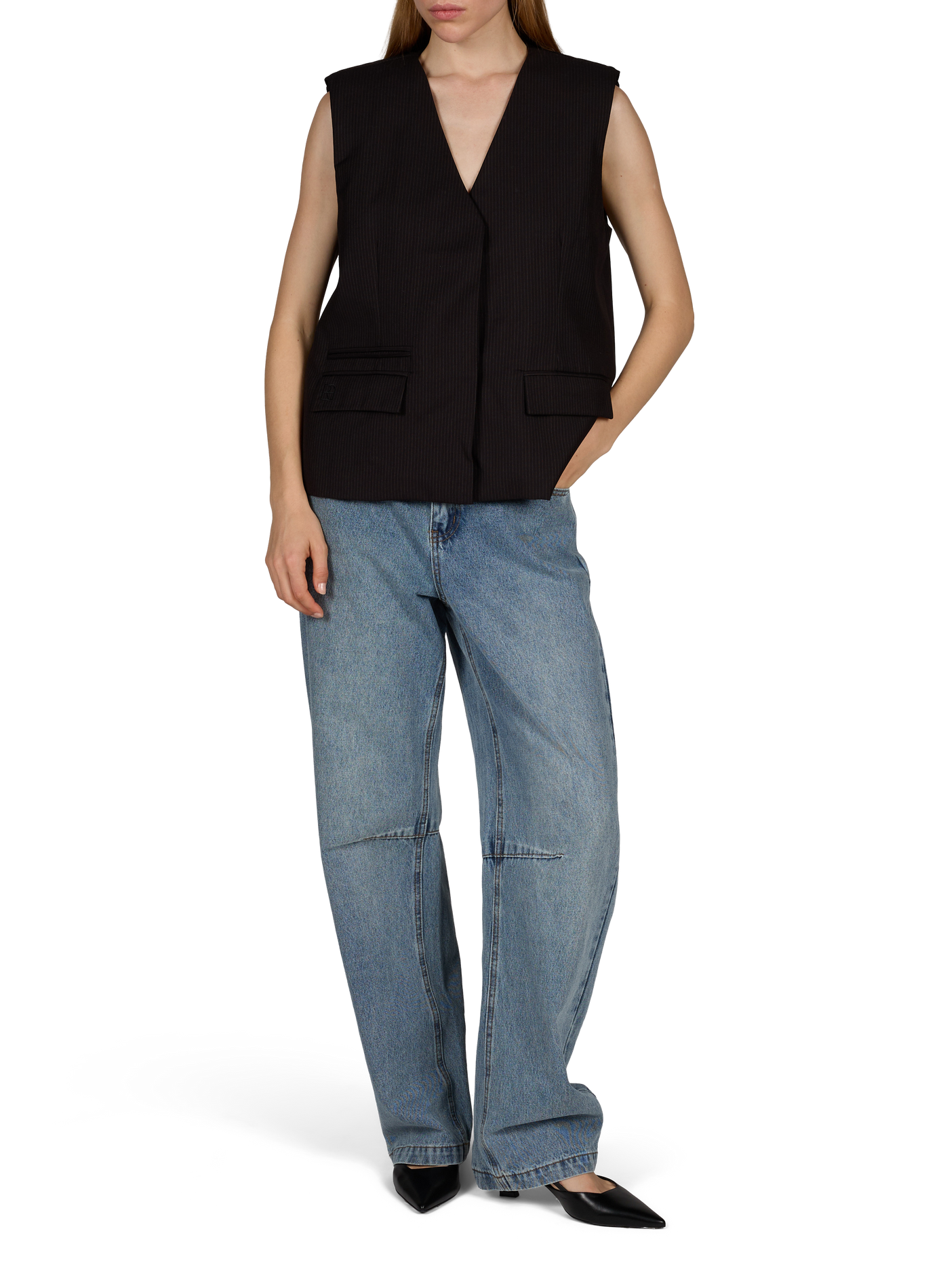 Oversized striped ROUSAGA cardigan ROUGE EDIT Black