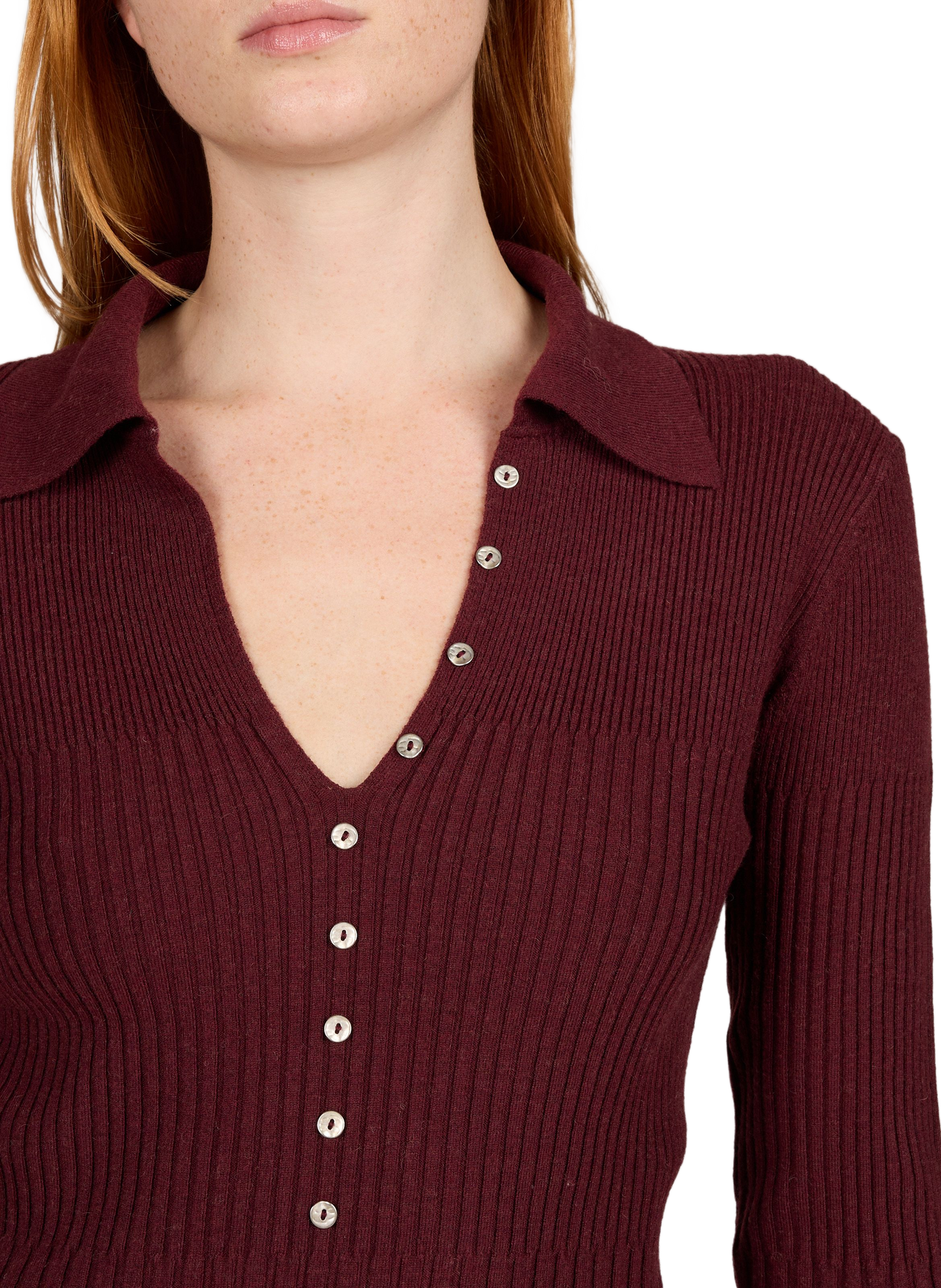 Pullover mit Polokragen und taillierter Passform | Rot VILA Damen