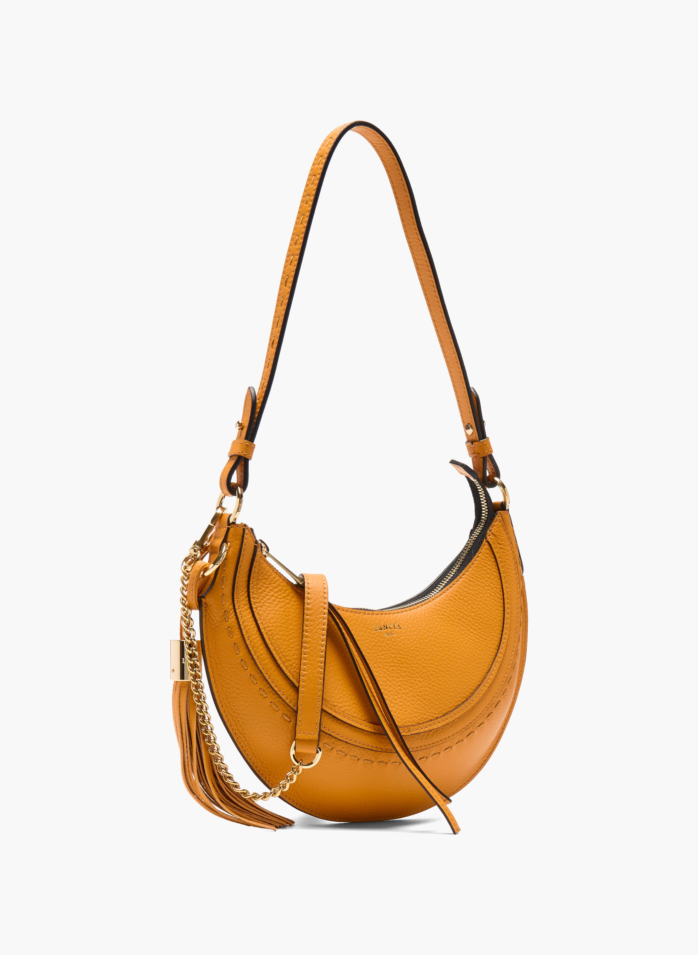 Sac à main bandoulière s en cuir de vachette grainé, orange curcuma. LANCEL Orange