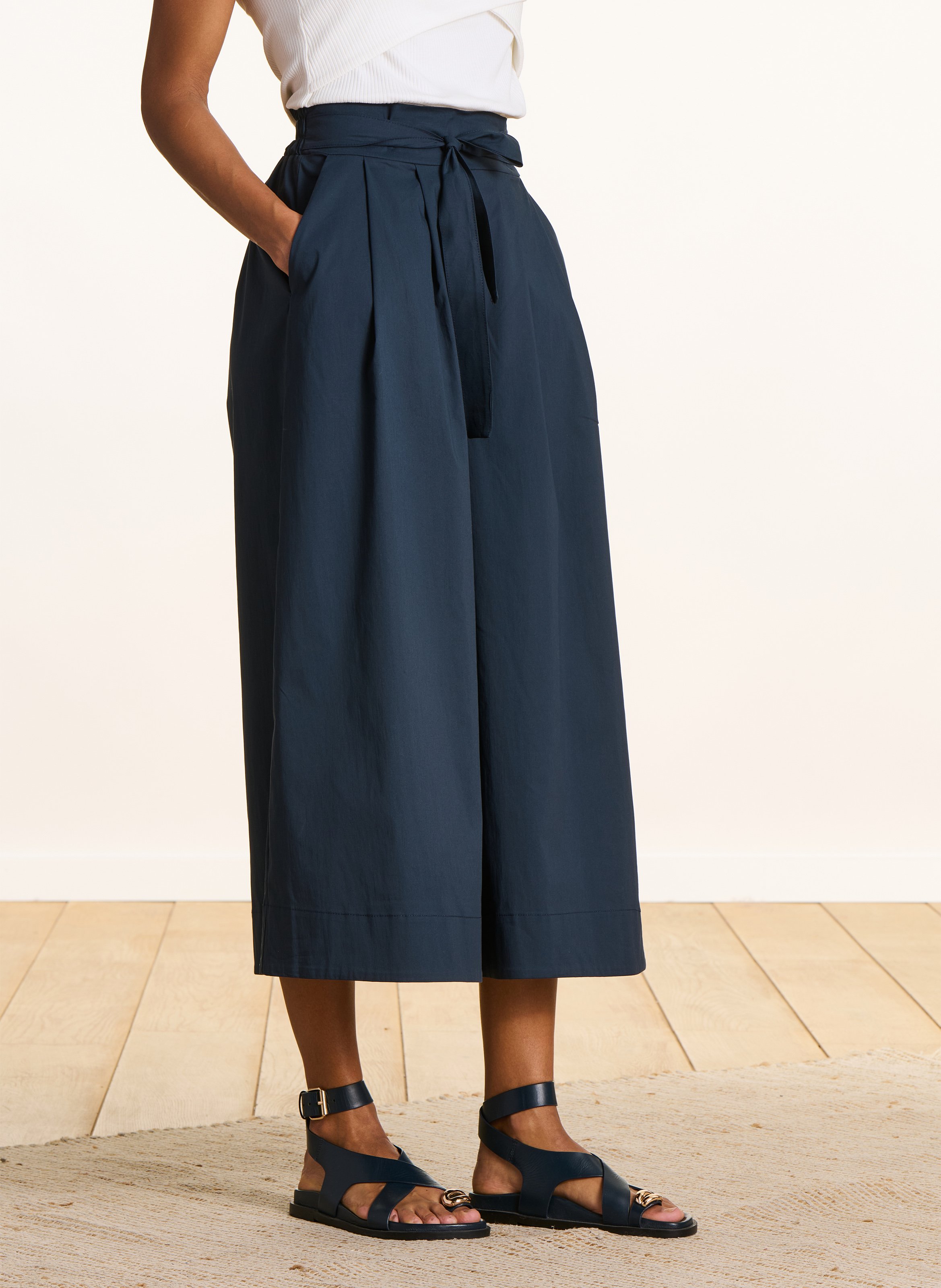 Wijde broek van katoenmix LA FEE MARABOUTEE Blauw