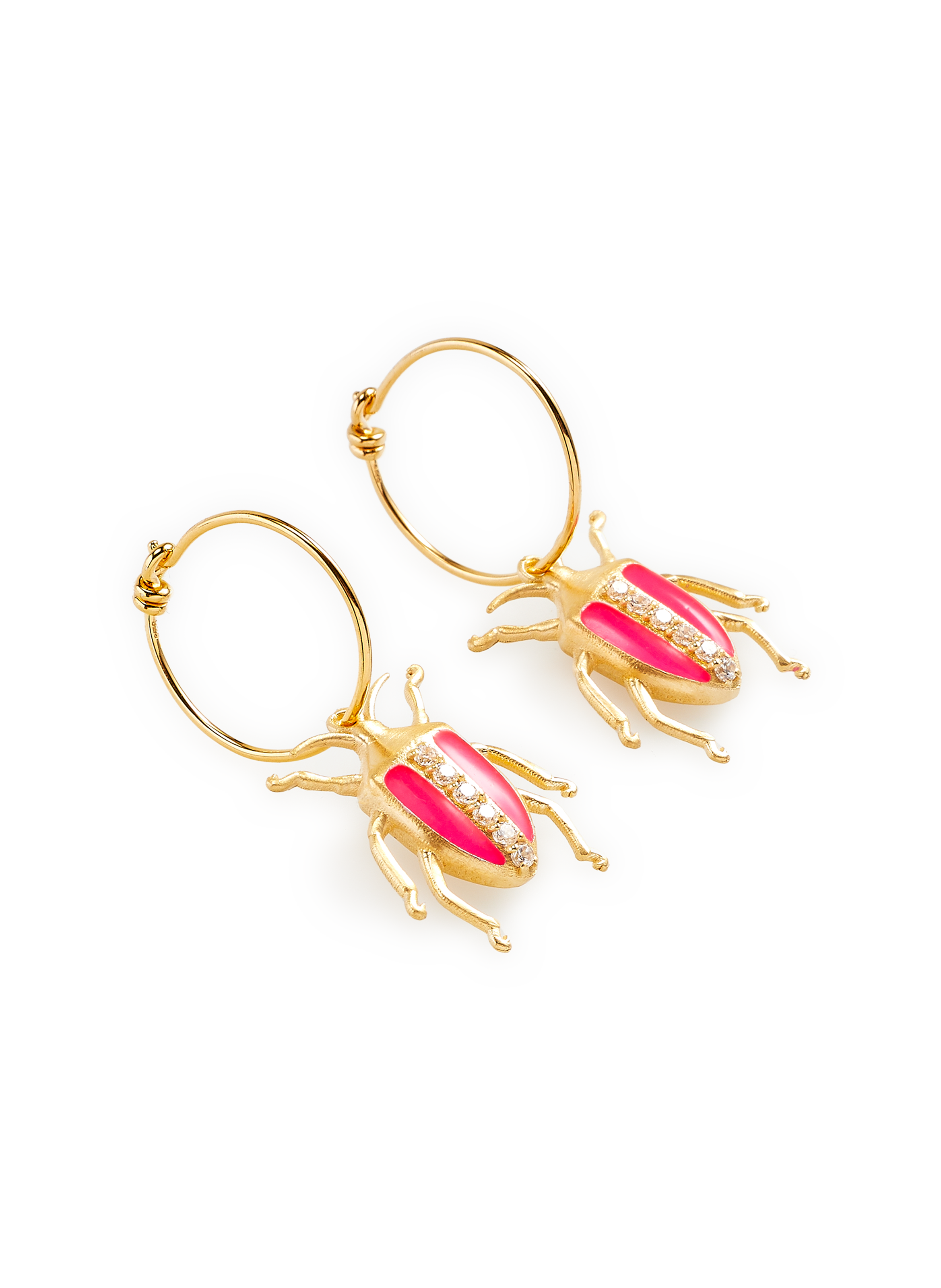 Boucles d'oreille pendentif scarabée EYE M - ILEANA MAKRI Rose