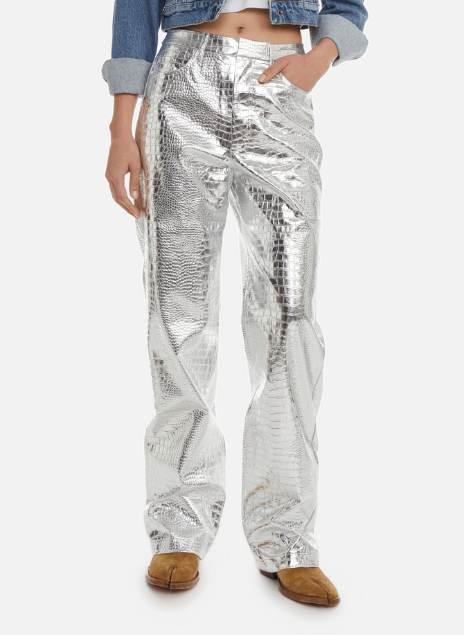 Textured croc-effect trousers ROTATE