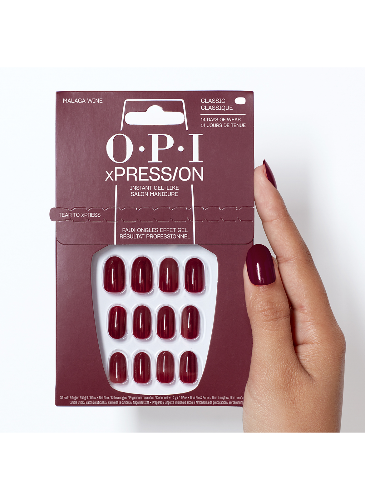 Malaga Wine - xPRESS/ON - Reusable fake nails OPI Rouge
