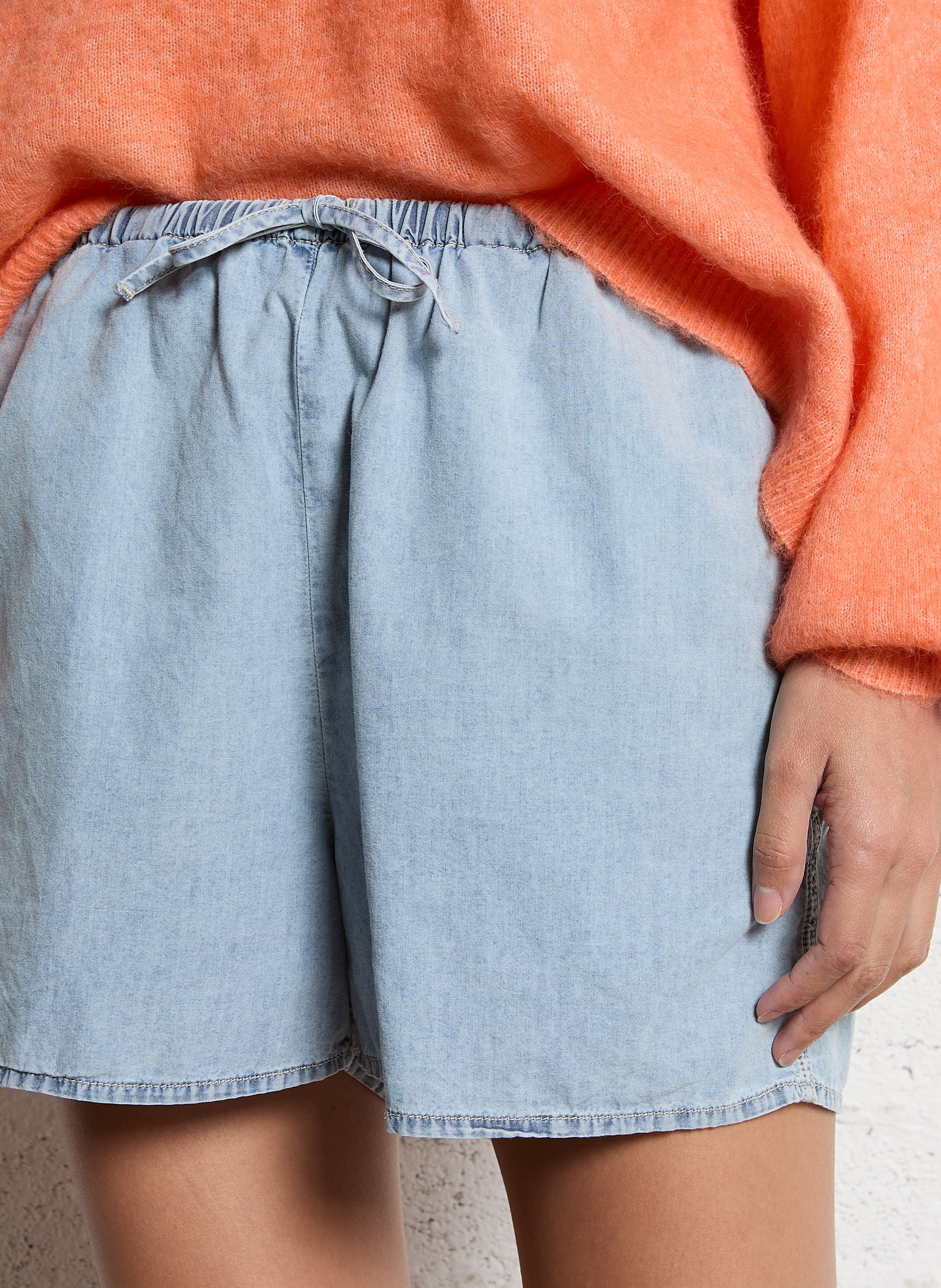 Short droit en coton paybou AMERICAN VINTAGE Bleu