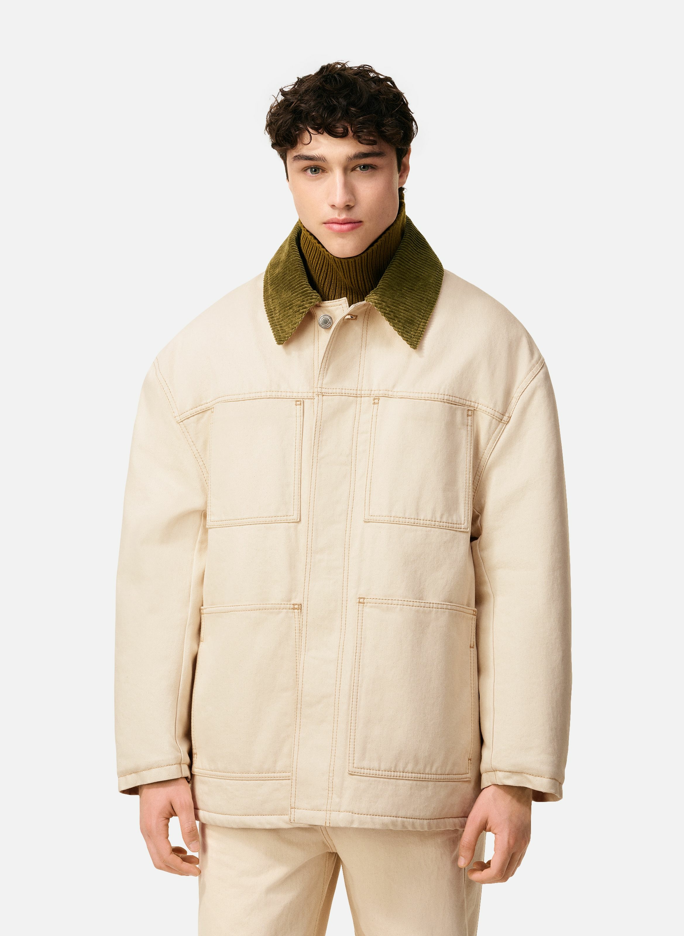 Veste worker rembourrée en coton unisexe AMI PARIS Blanc