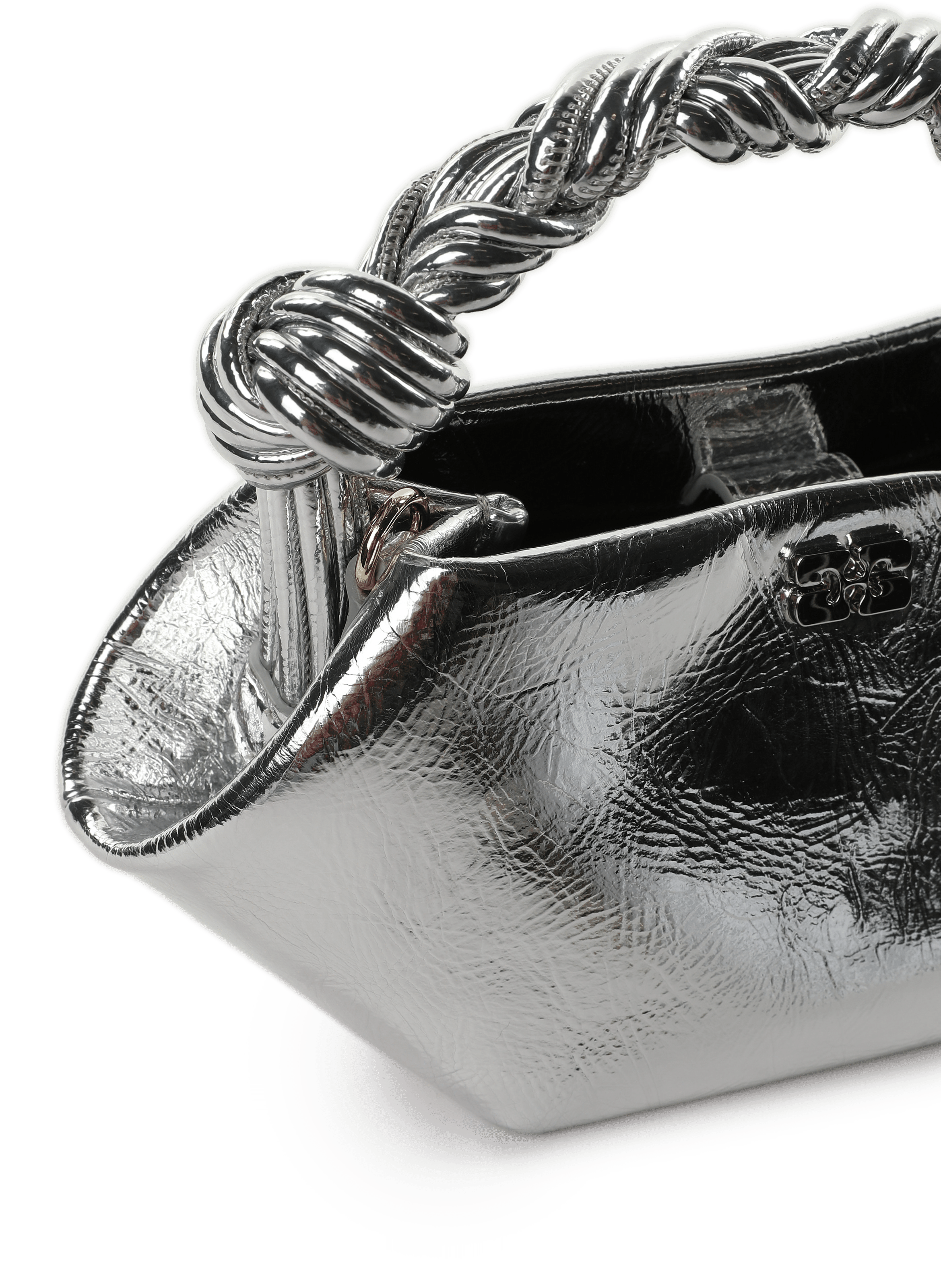 Sac à main Mini Bou métallisé GANNI Argent