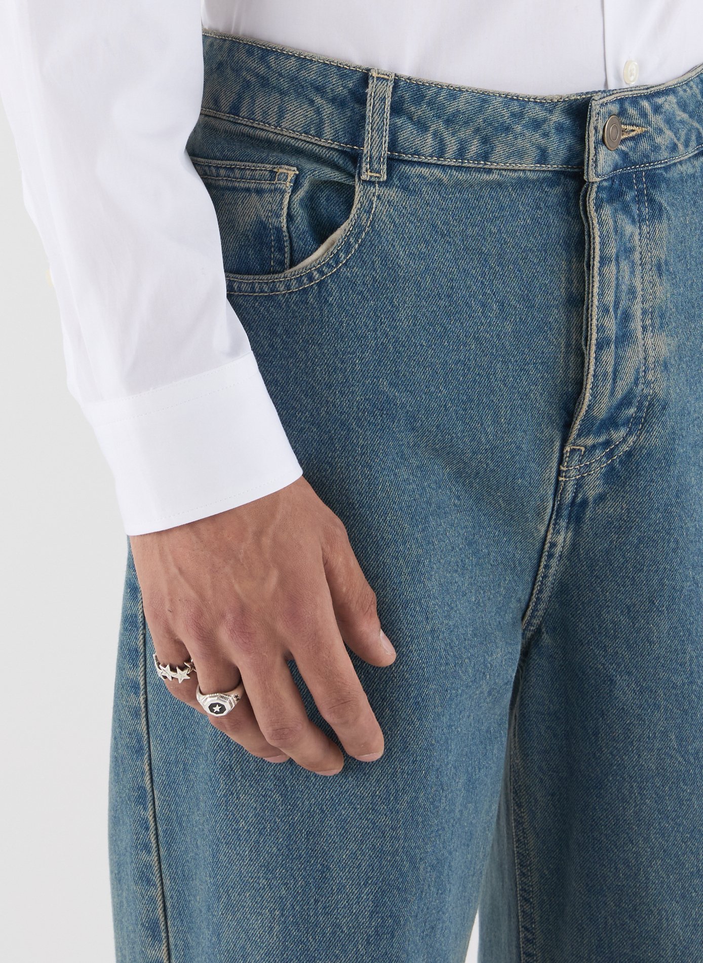 Jean droit Calph en coton Bleu