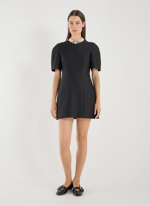 Short dress in wool and silk | Black by EENK Short dress in wool and silk Black