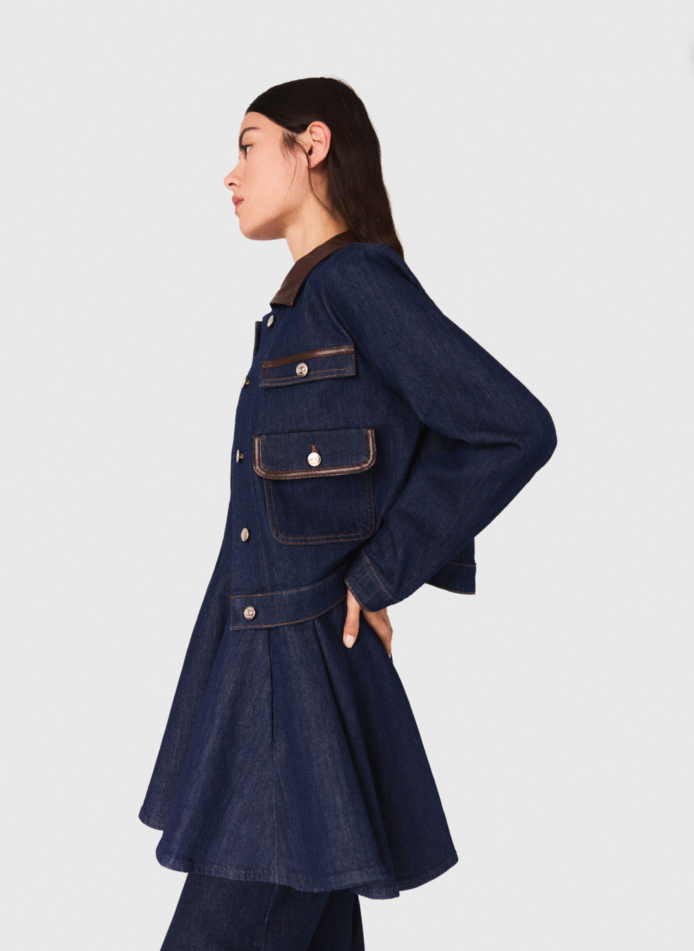 Veste en jean col classique MAJE Bleu