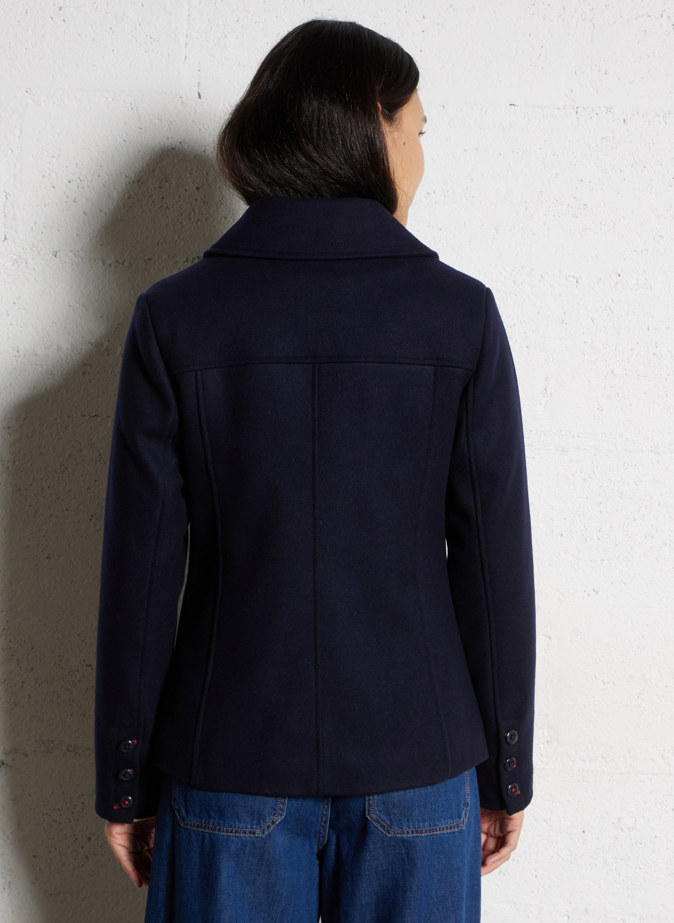 Manteau col tailleur en laine pointe du van ARMOR-LUX Bleu
