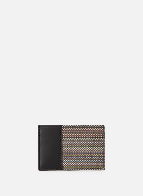 Porte cartes imprimé rayé en cuir Noir by PAUL SMITH PAUL SMITH Porte cartes imprimé rayé en cuir Noir