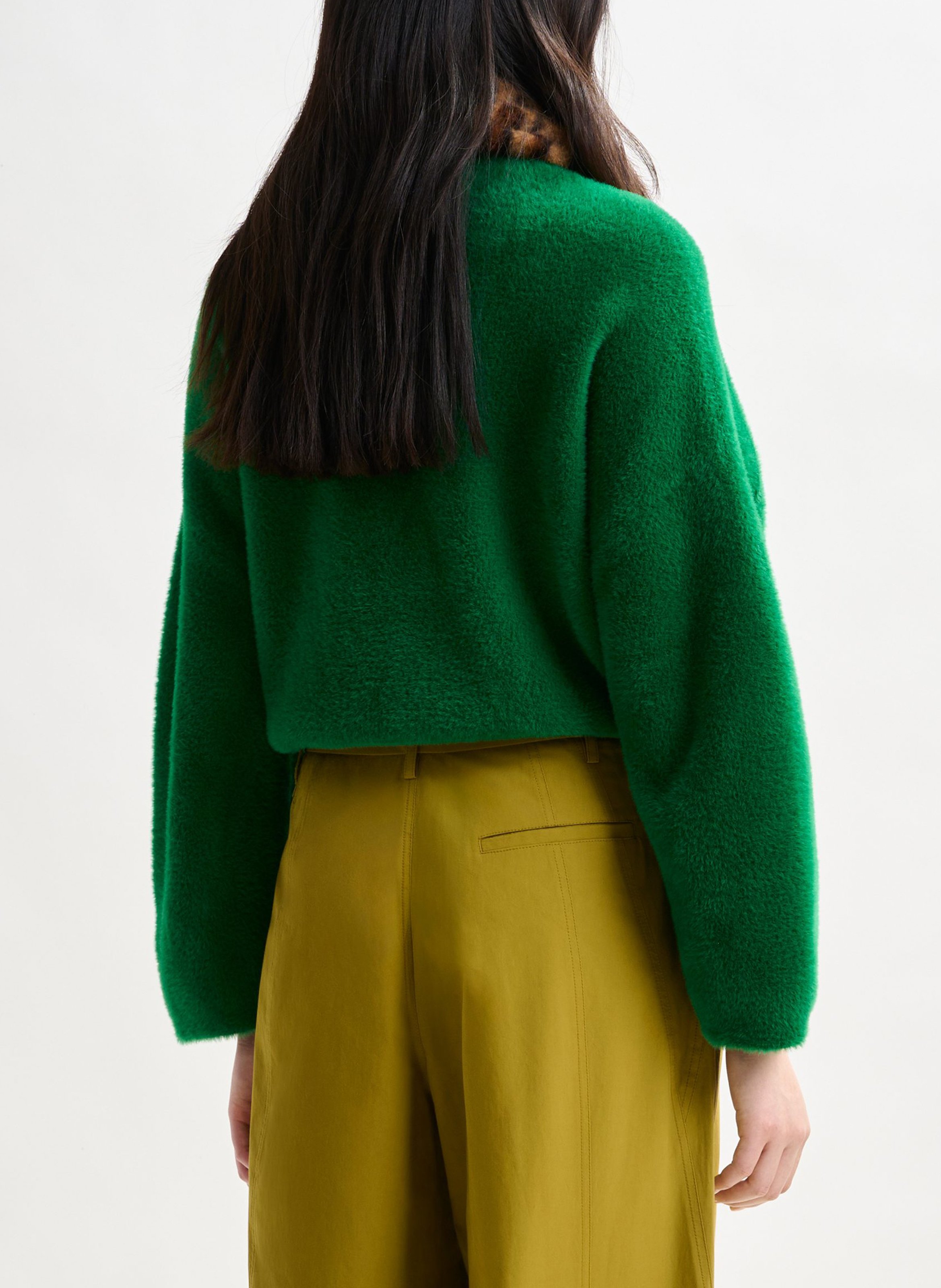 Cardigan ample à col fourrure amovible intention ESSENTIEL ANTWERP Vert