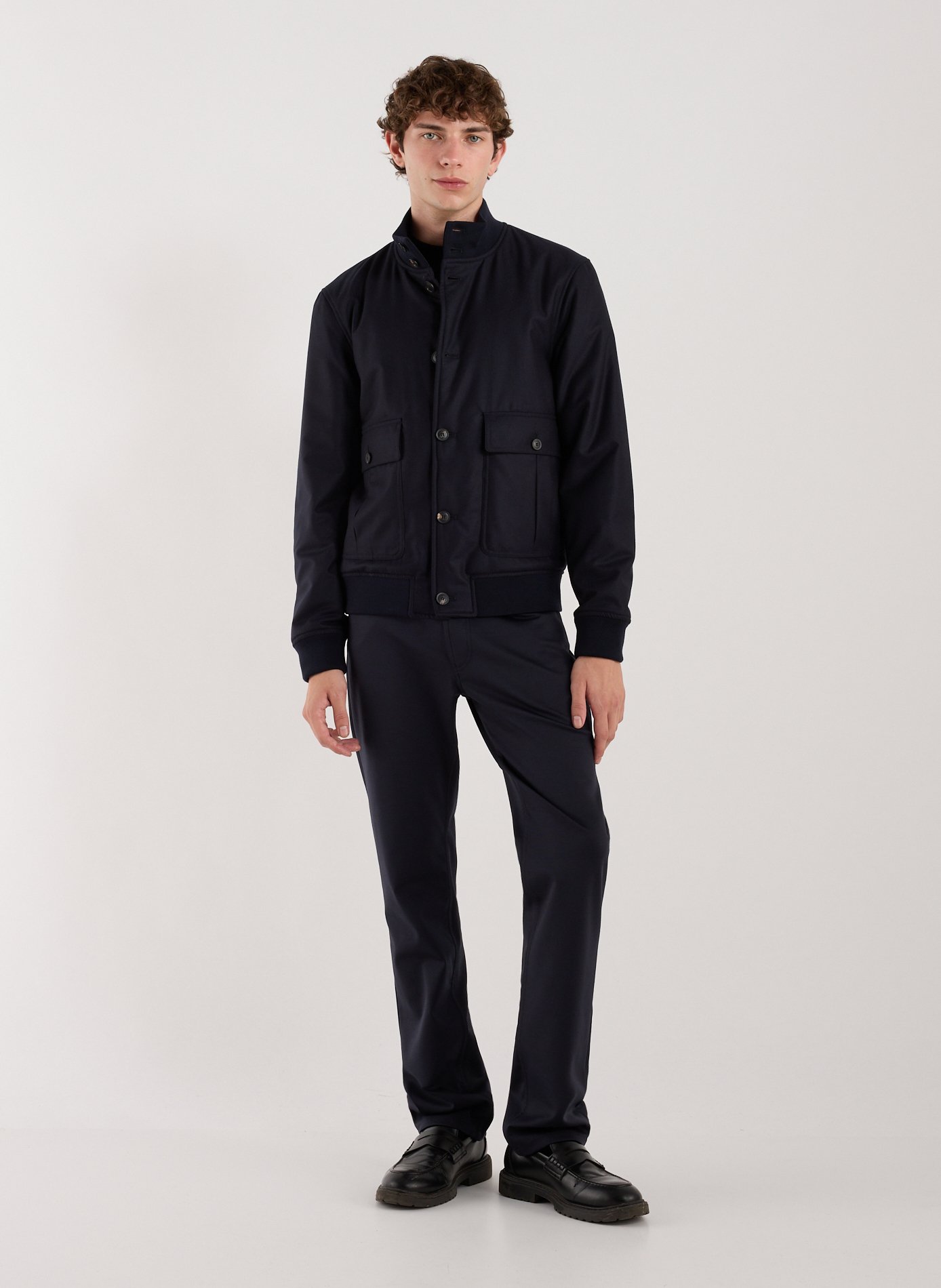 Wool stand-up collar jacket EMPORIO ARMANI Blue