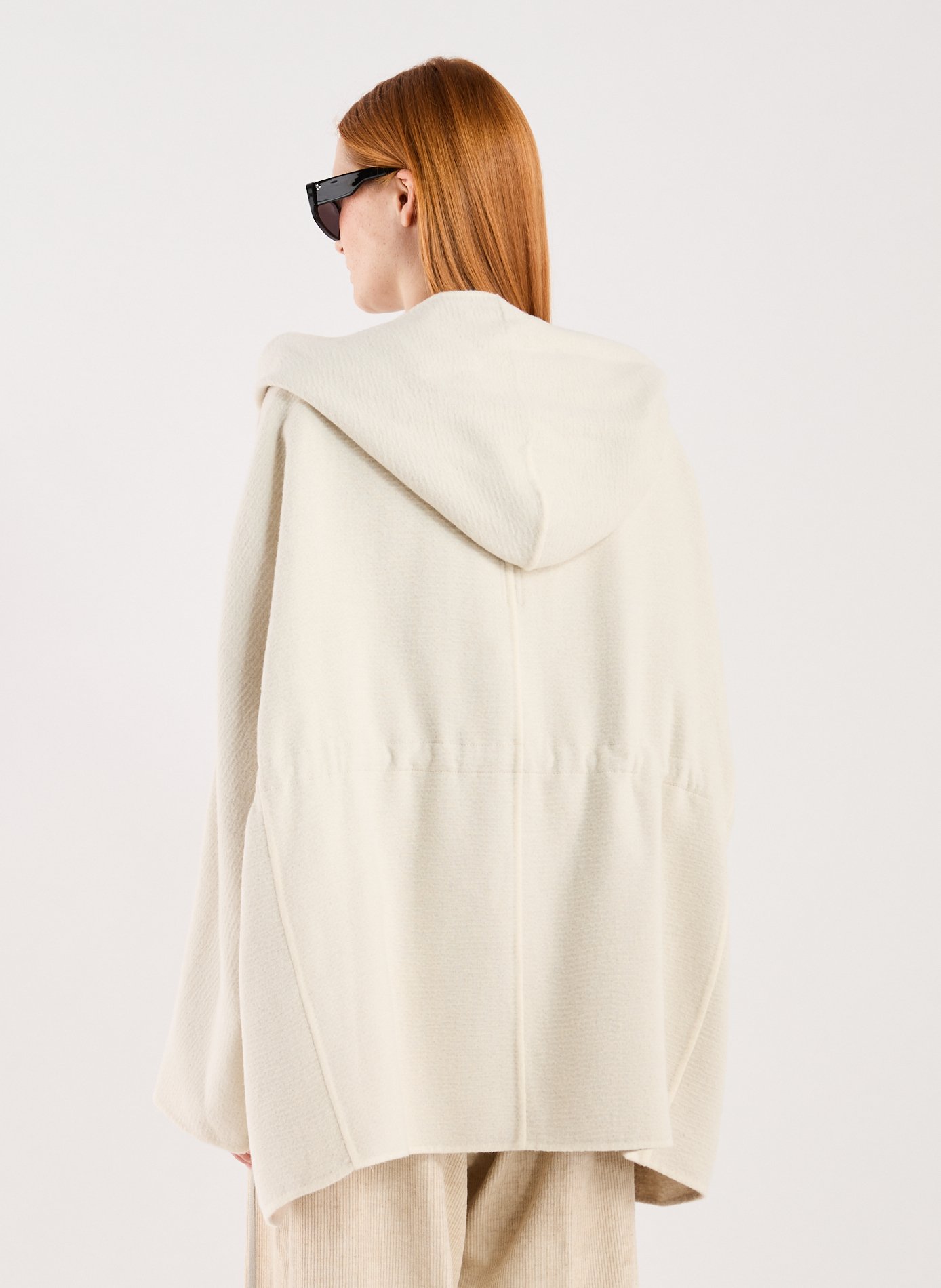 Oversized hooded coat in camel hair and wool blend RICK OWENS White