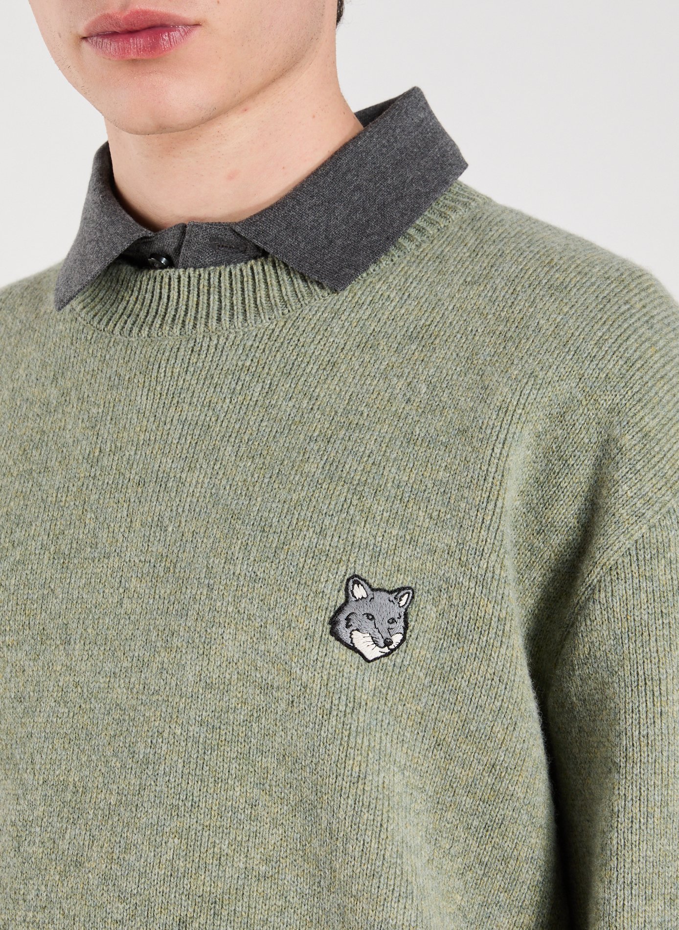 Round-neck wool oversized sweater MAISON KITSUNÉ Green