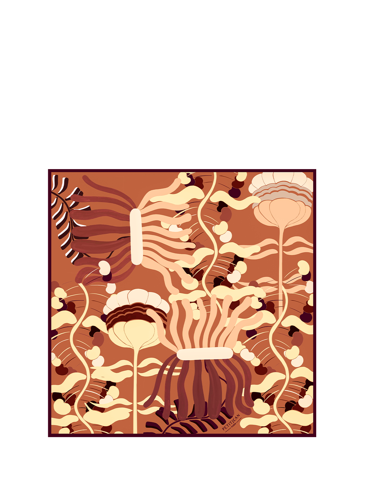 PETITJEAN PARIS Foulard Jardin d'Hiver moka en soie Multicolore