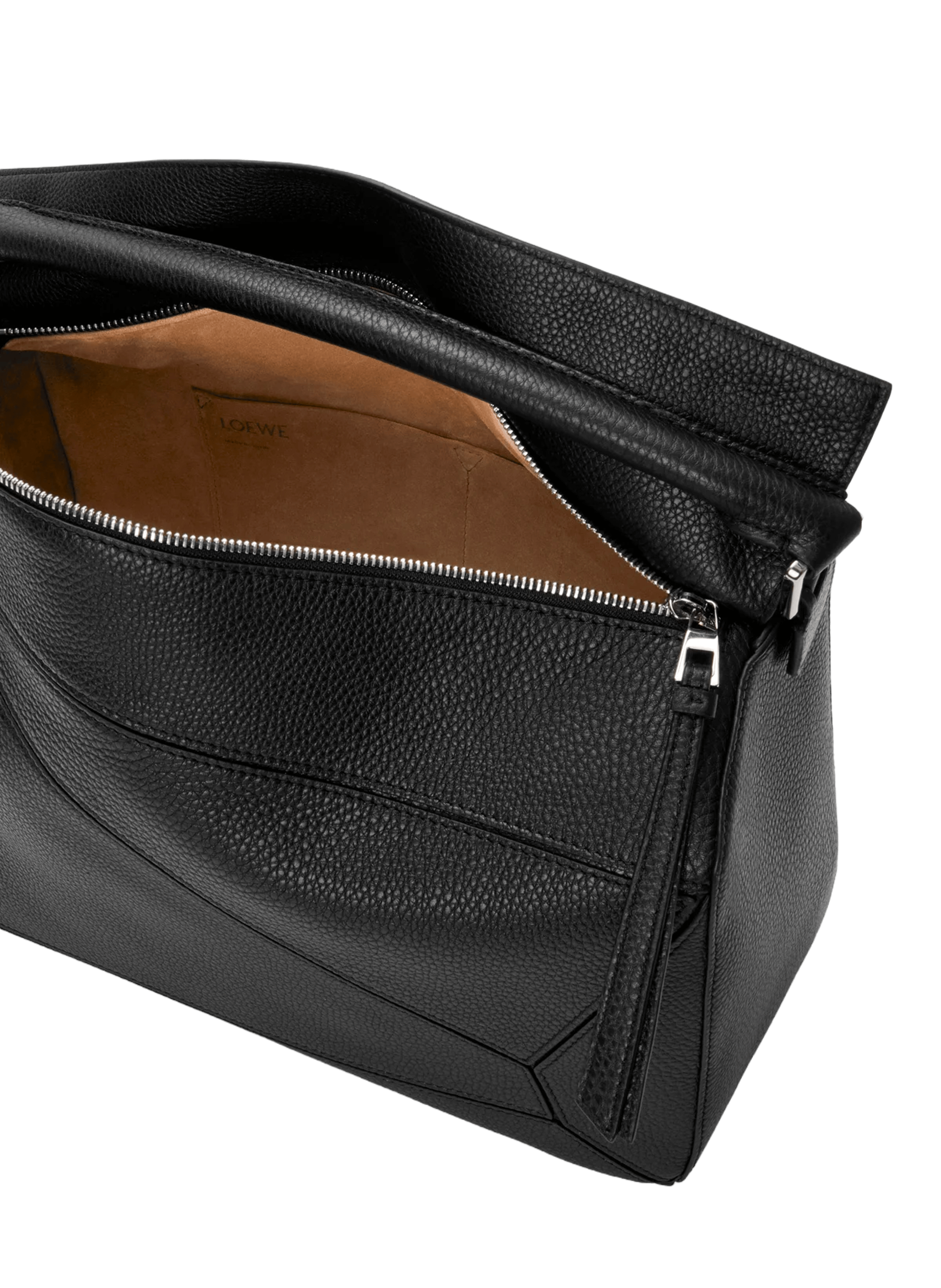 Grand sac Puzzle en cuir de veau souple grainé LOEWE Noir