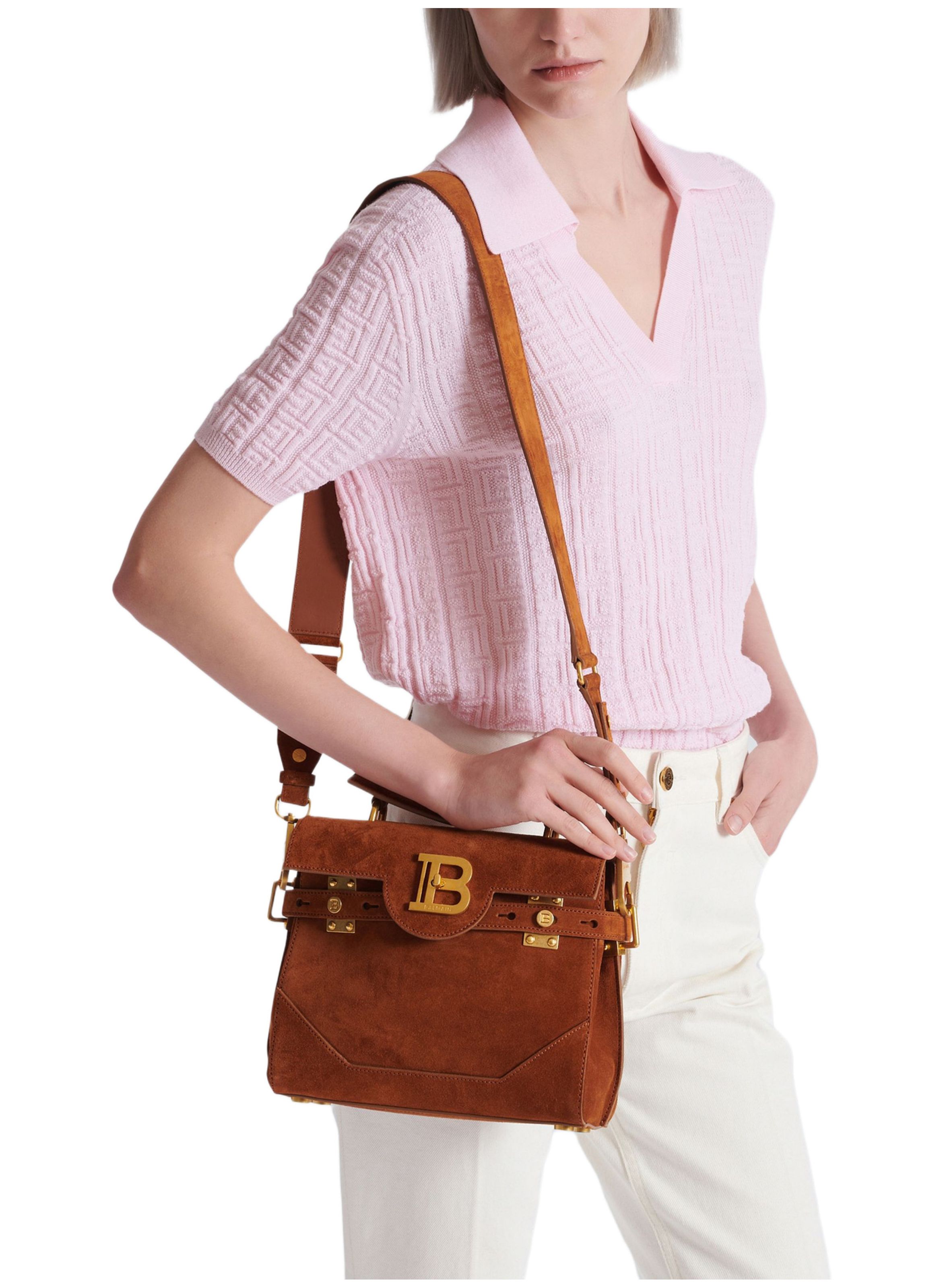 Sac b-buzz 23 en daim BALMAIN Marron