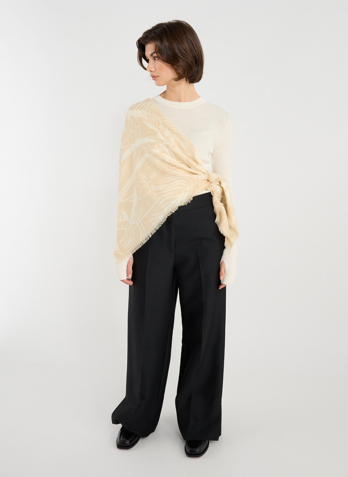 Echarpe imprimé en laine PETRUSSE Beige