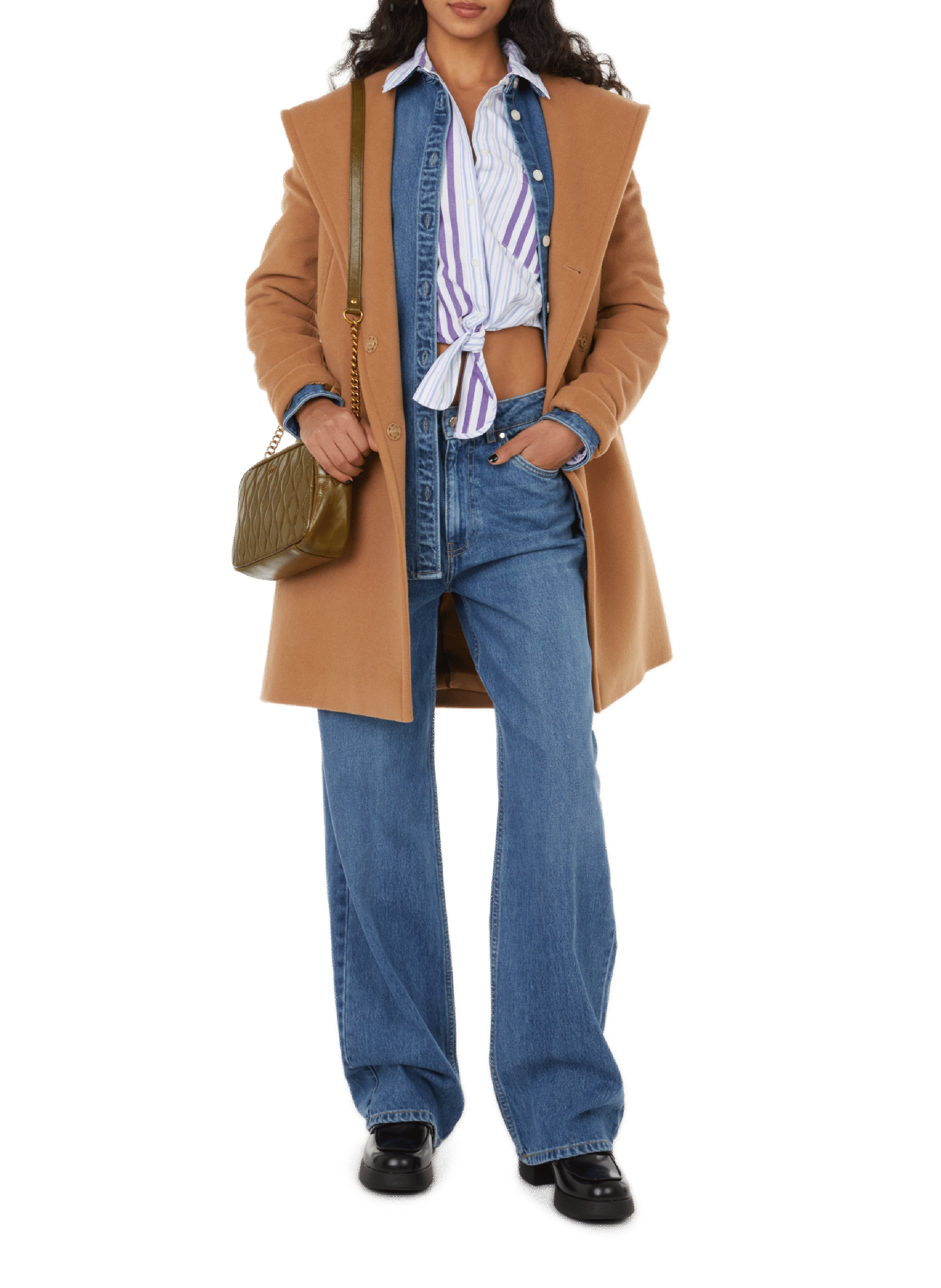 Manteau en laine mélangé THE SOCIAL SUNDAY Marron