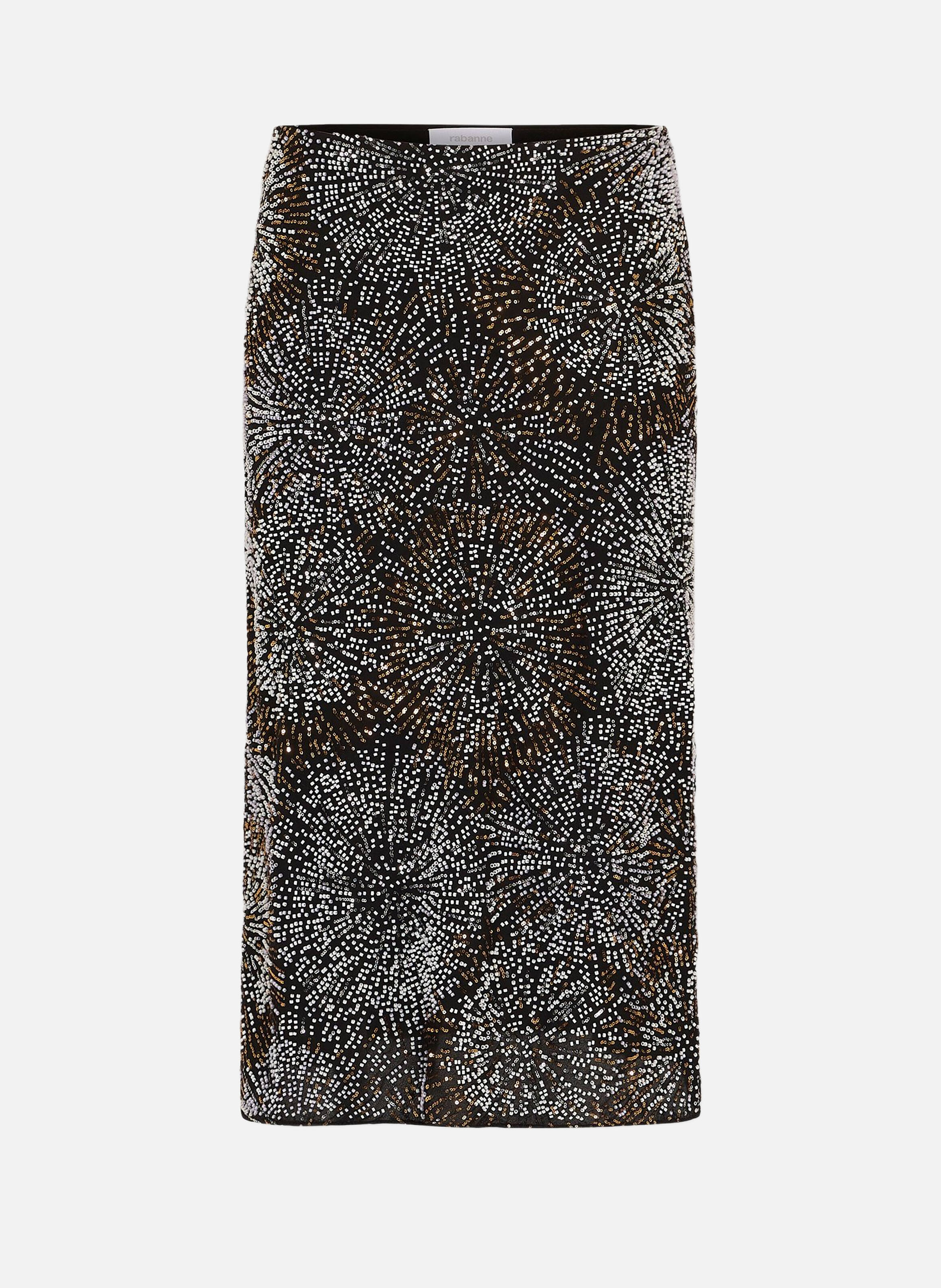 Jupe en crêpe avec broderies de perles RABANNE Noir