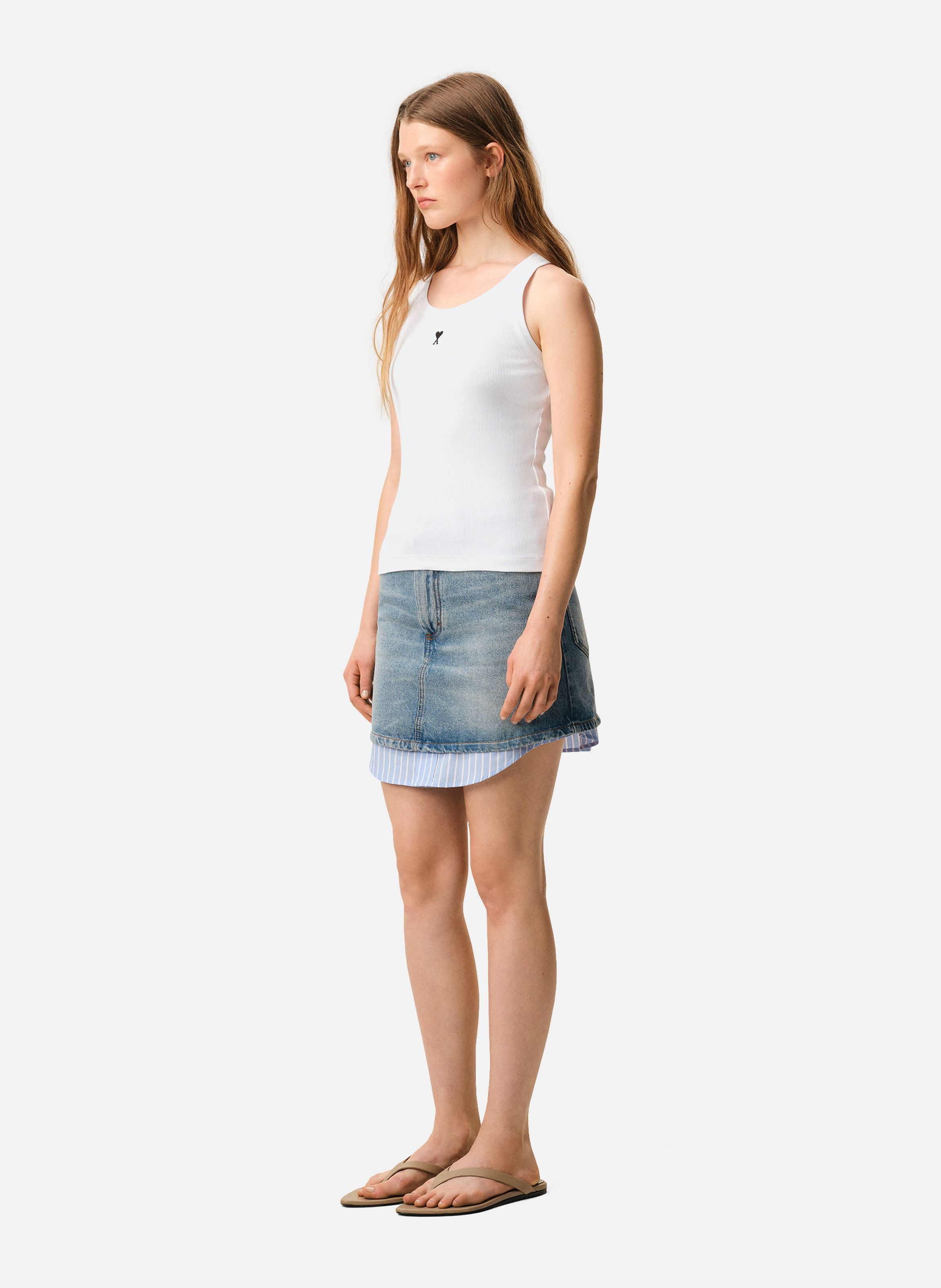 Debardeur ami de coeur en coton AMI PARIS Blanc