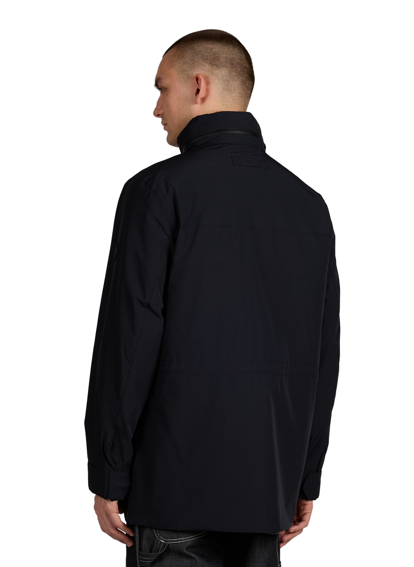Hooded solid color jacket with retractable hood. GANT Black