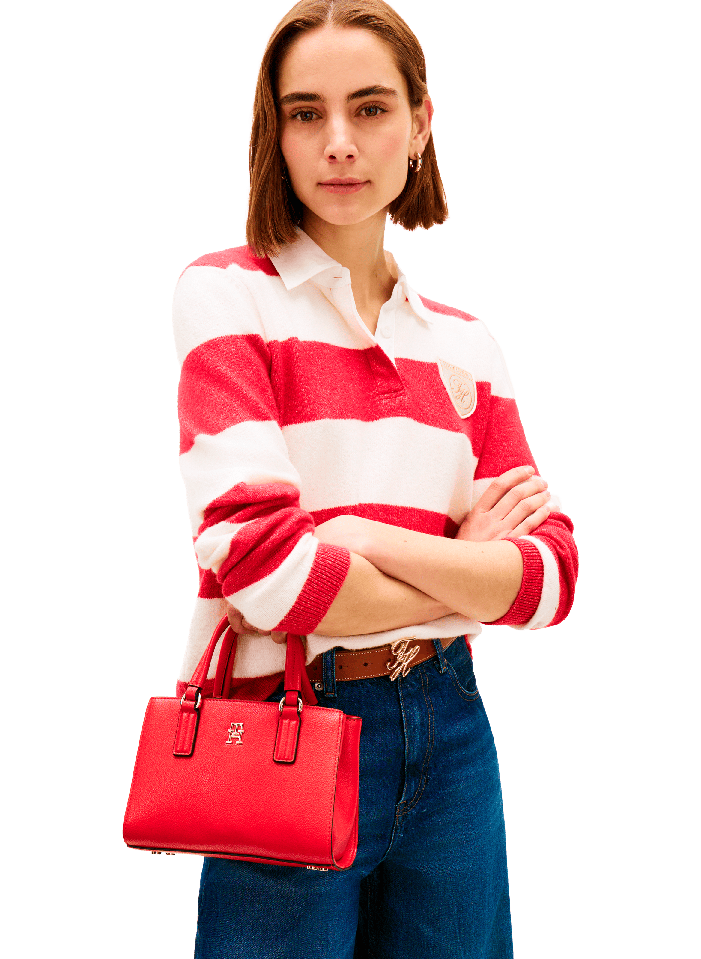 Sac à main structuré TOMMY HILFIGER Rouge