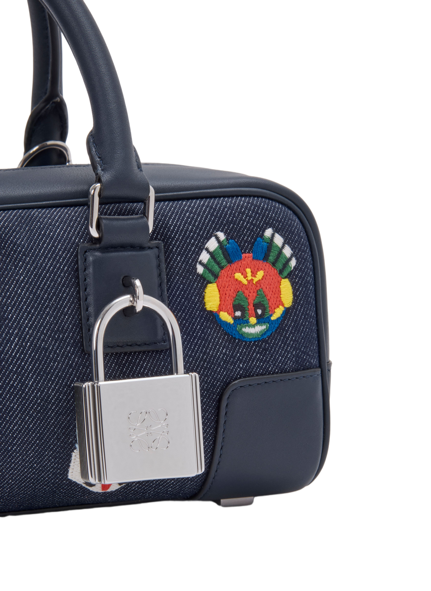 LOEWE x Louis Wain - Sac Amazona 23 Cropped Cats en denim brodé LOEWE Bleu