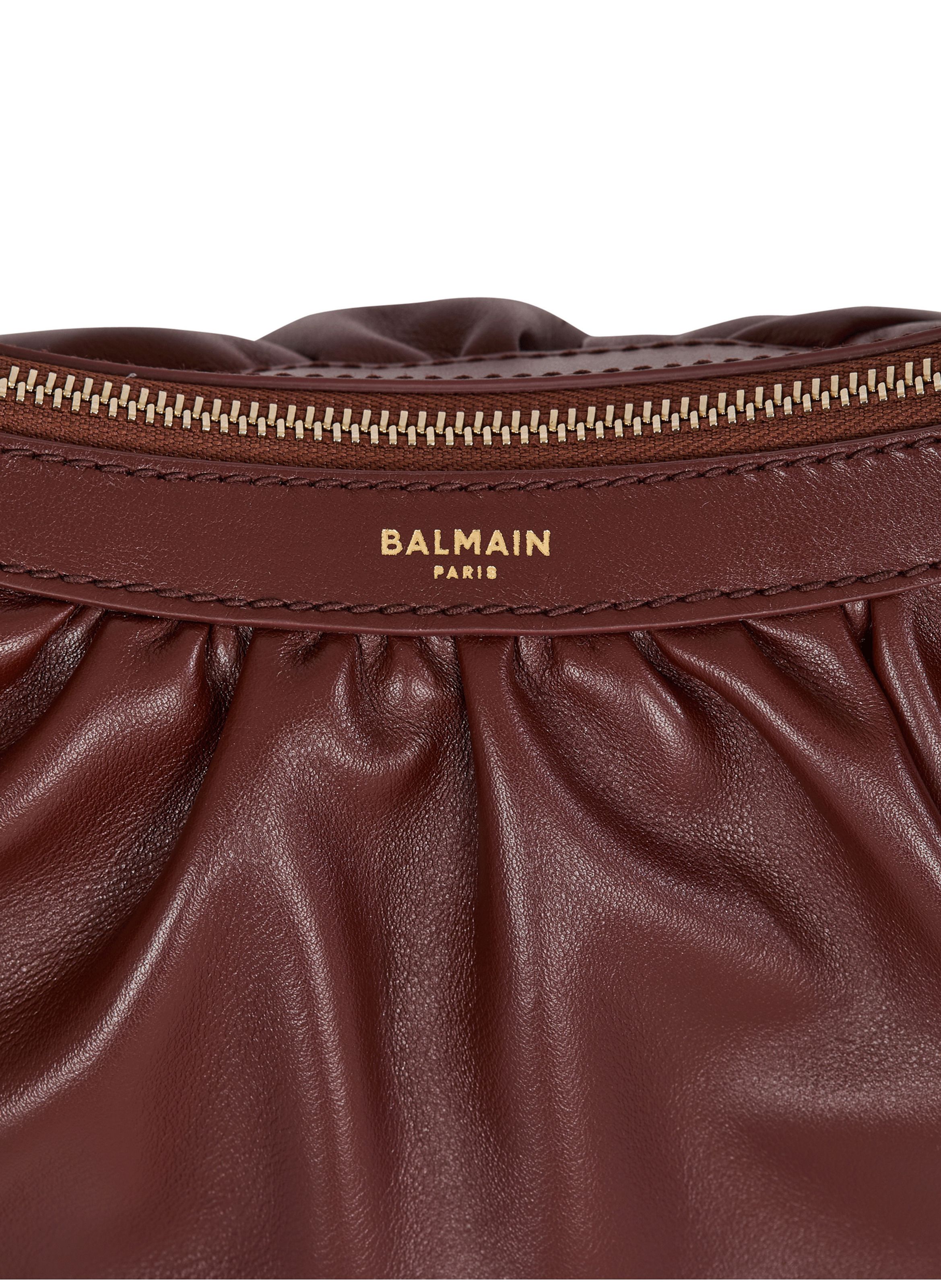 Sac ebene hobo en cuir de veau BALMAIN Marron