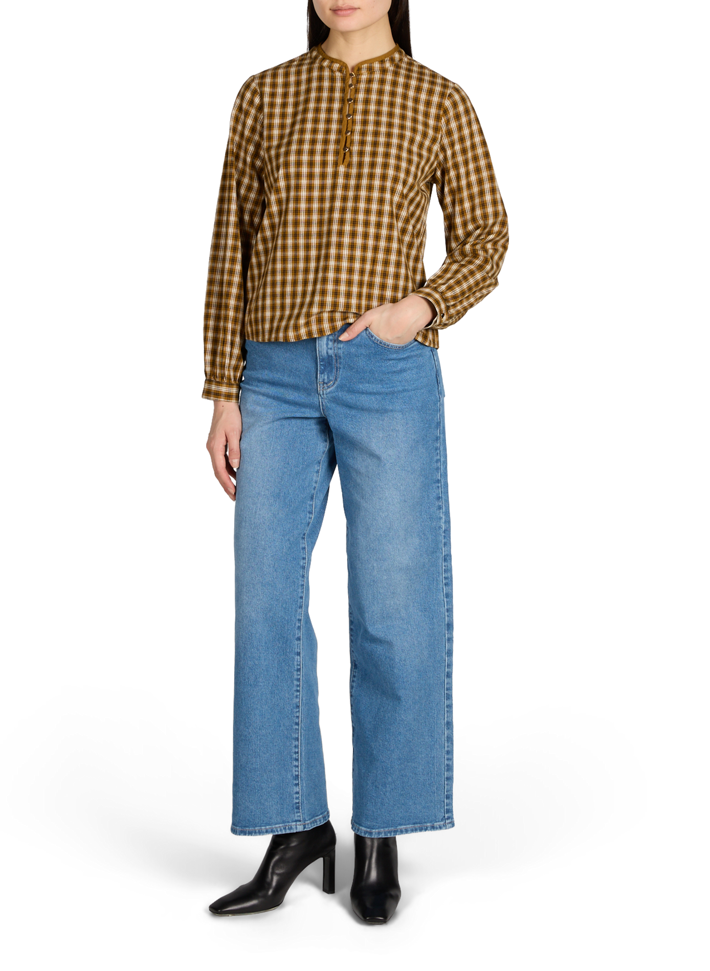 Straight cotton check shirt VILA Brown