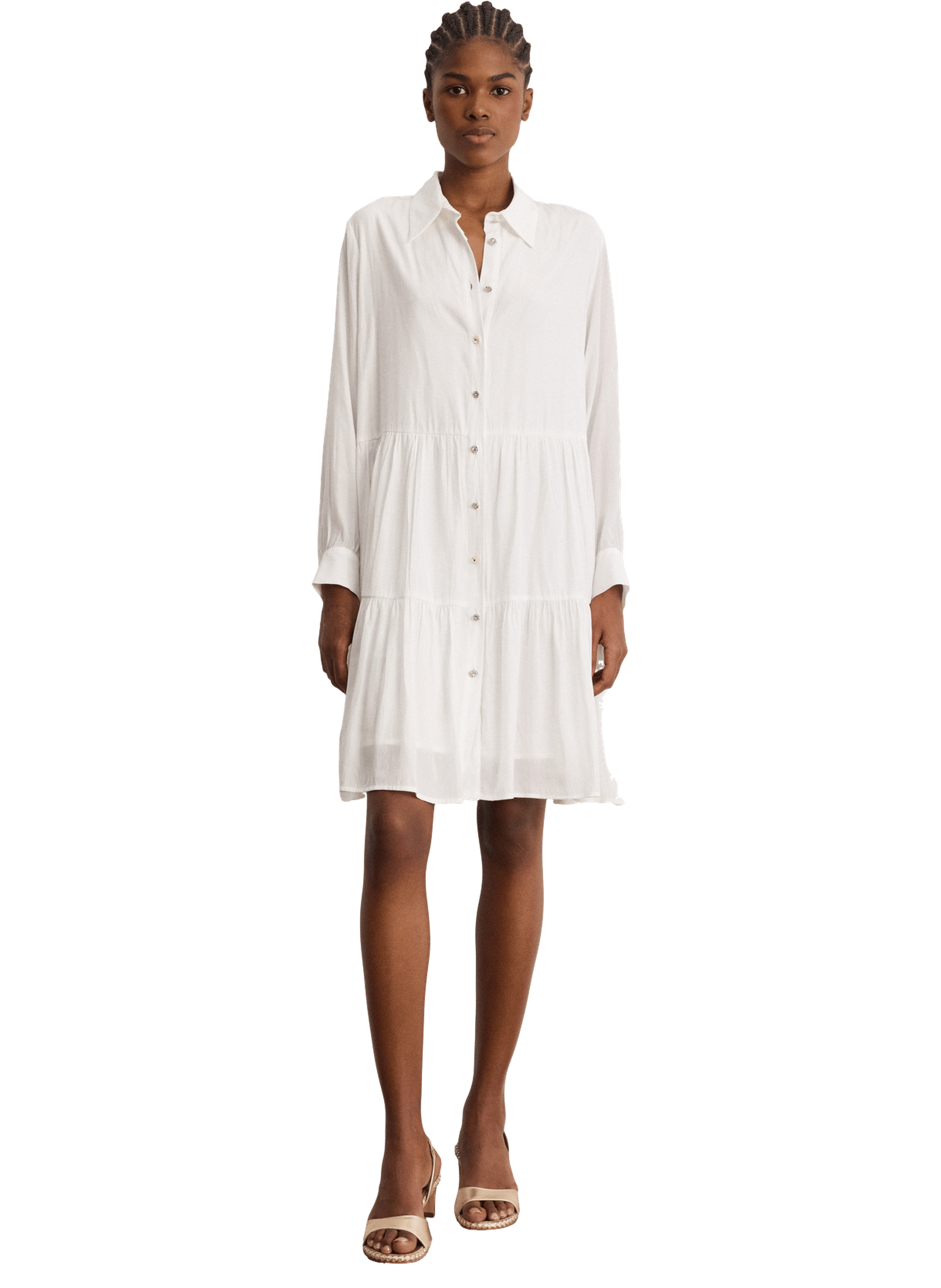 Robe chemise courte à volants - amance PABLO Blanc