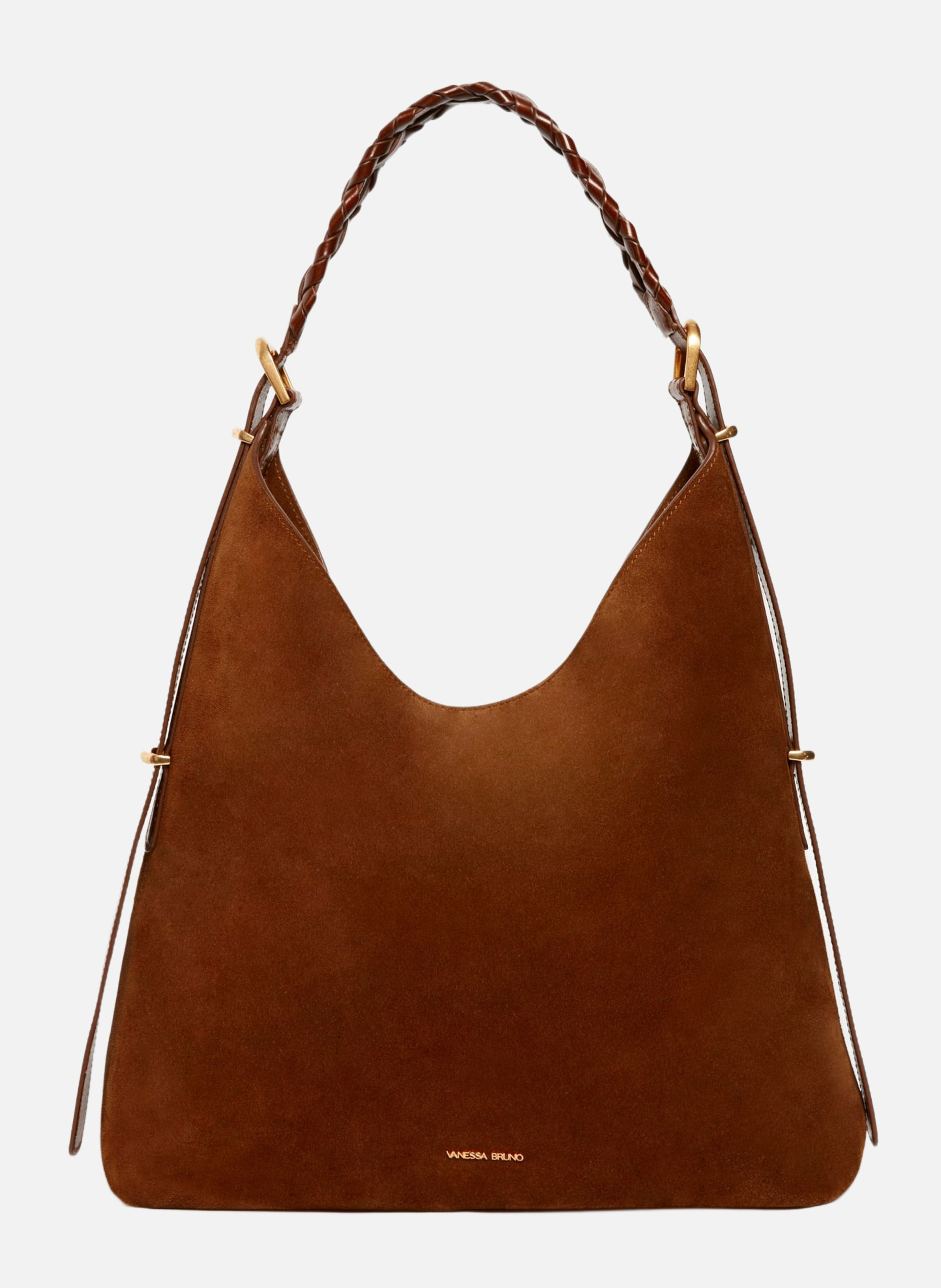 Grand Sac Hobo Jess en Cuir Velours VANESSA BRUNO Marron