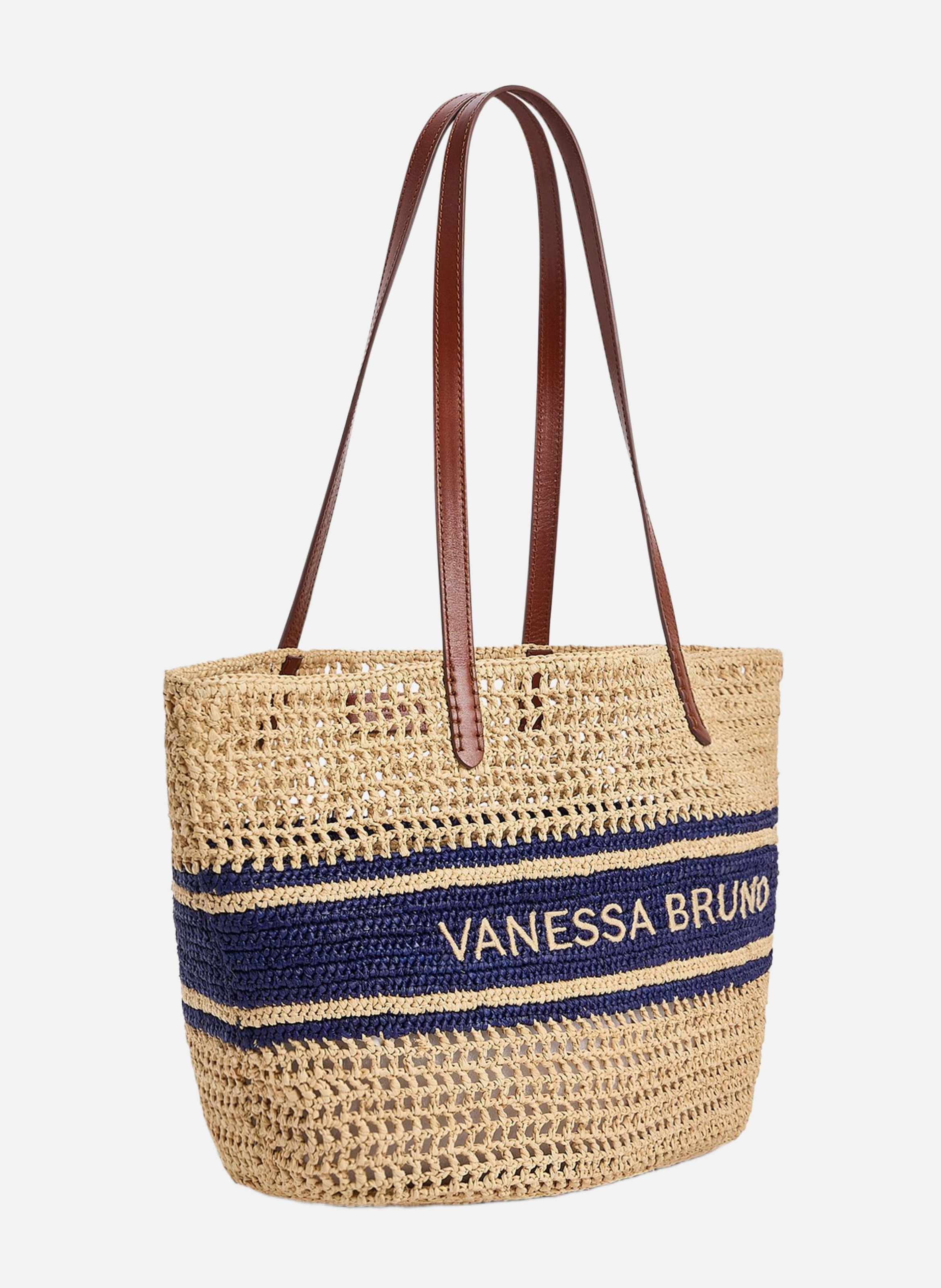 Panier en raphia avec rayures VANESSA BRUNO Bleu