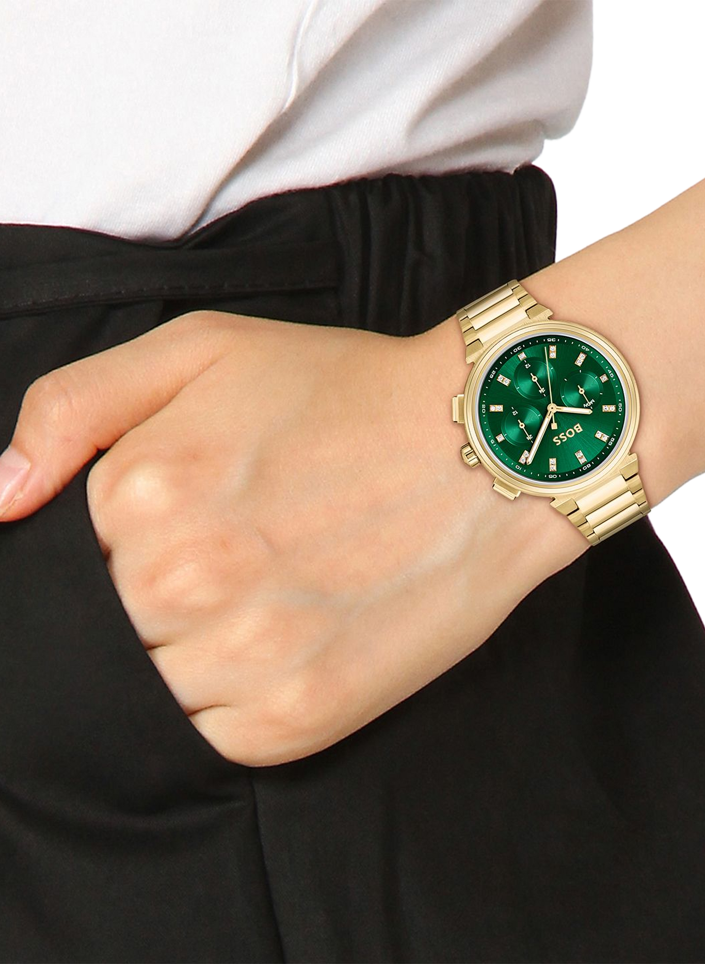 Montre quartz One en acier inoxydable BOSS MONTRES Vert