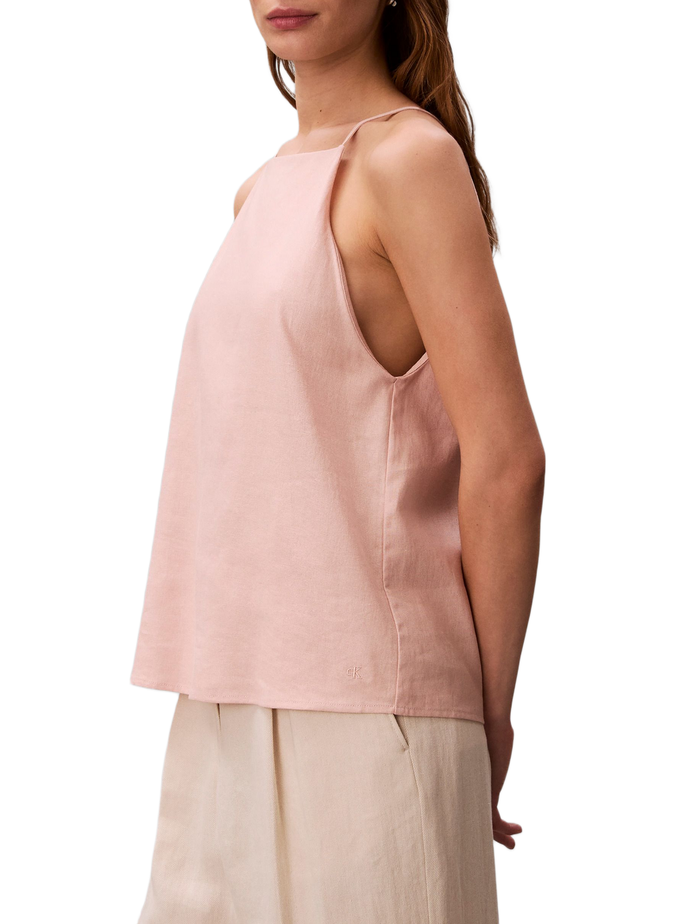 Top à fines bretelles en lin mélangé CALVIN KLEIN Rose