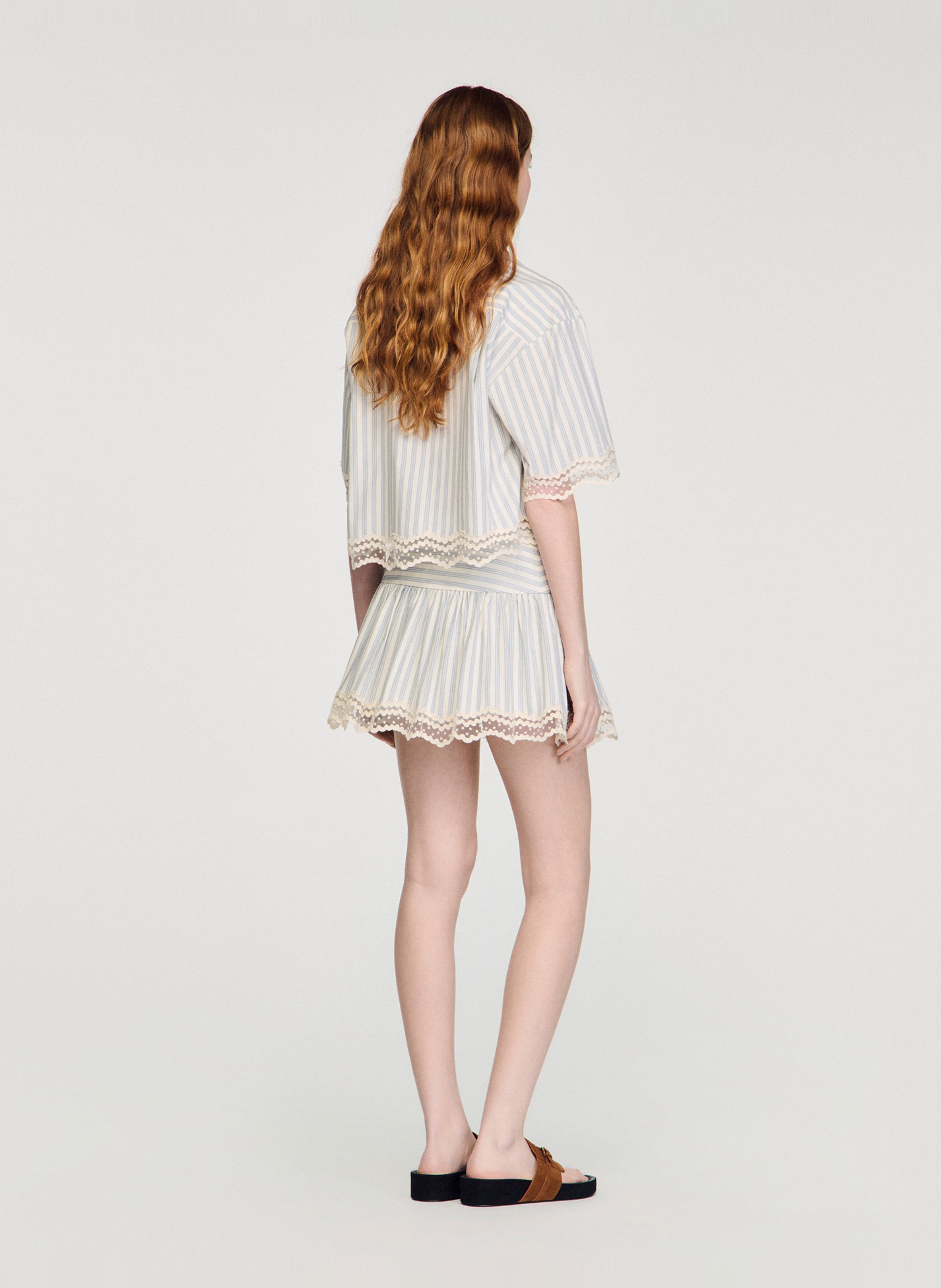 Jupe courte rayée SANDRO Beige