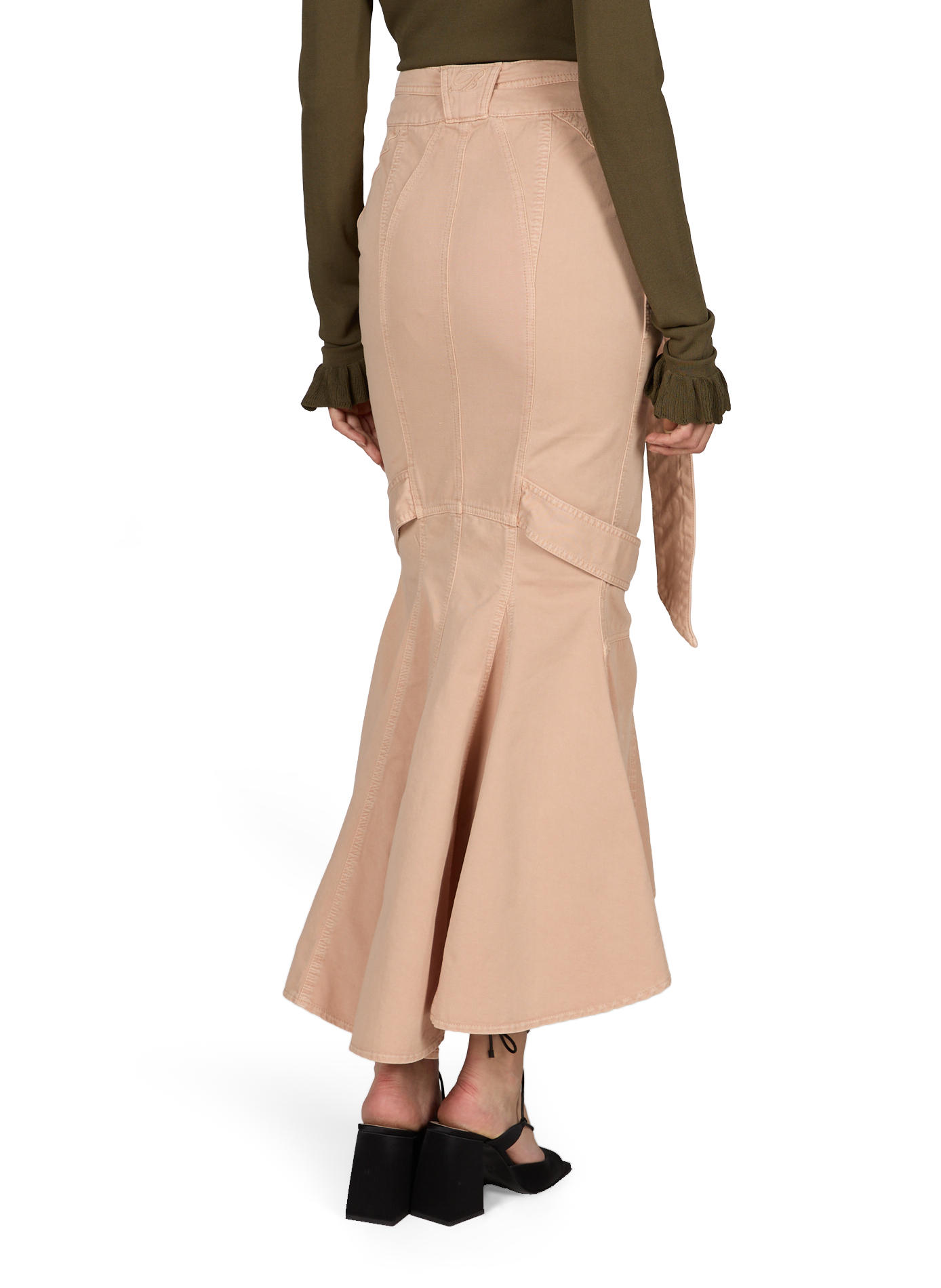 Midi skirt with asymmetrical cotton belt BLUMARINE Beige